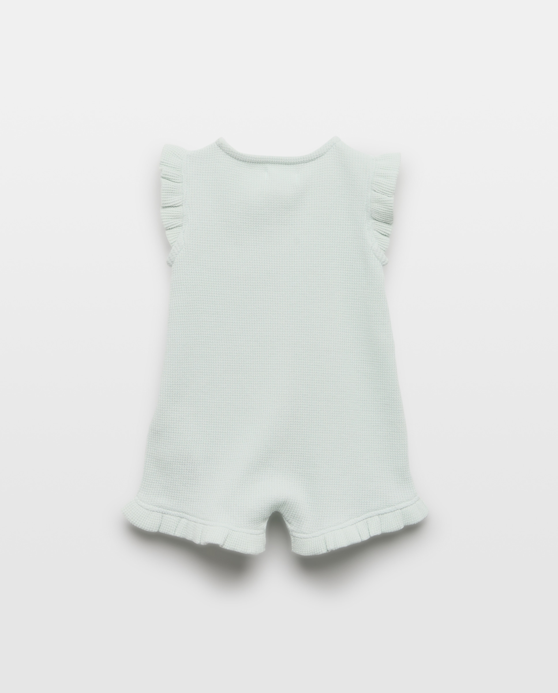 Pijama de bebé waffle sin mangas 582 Verde agua-2