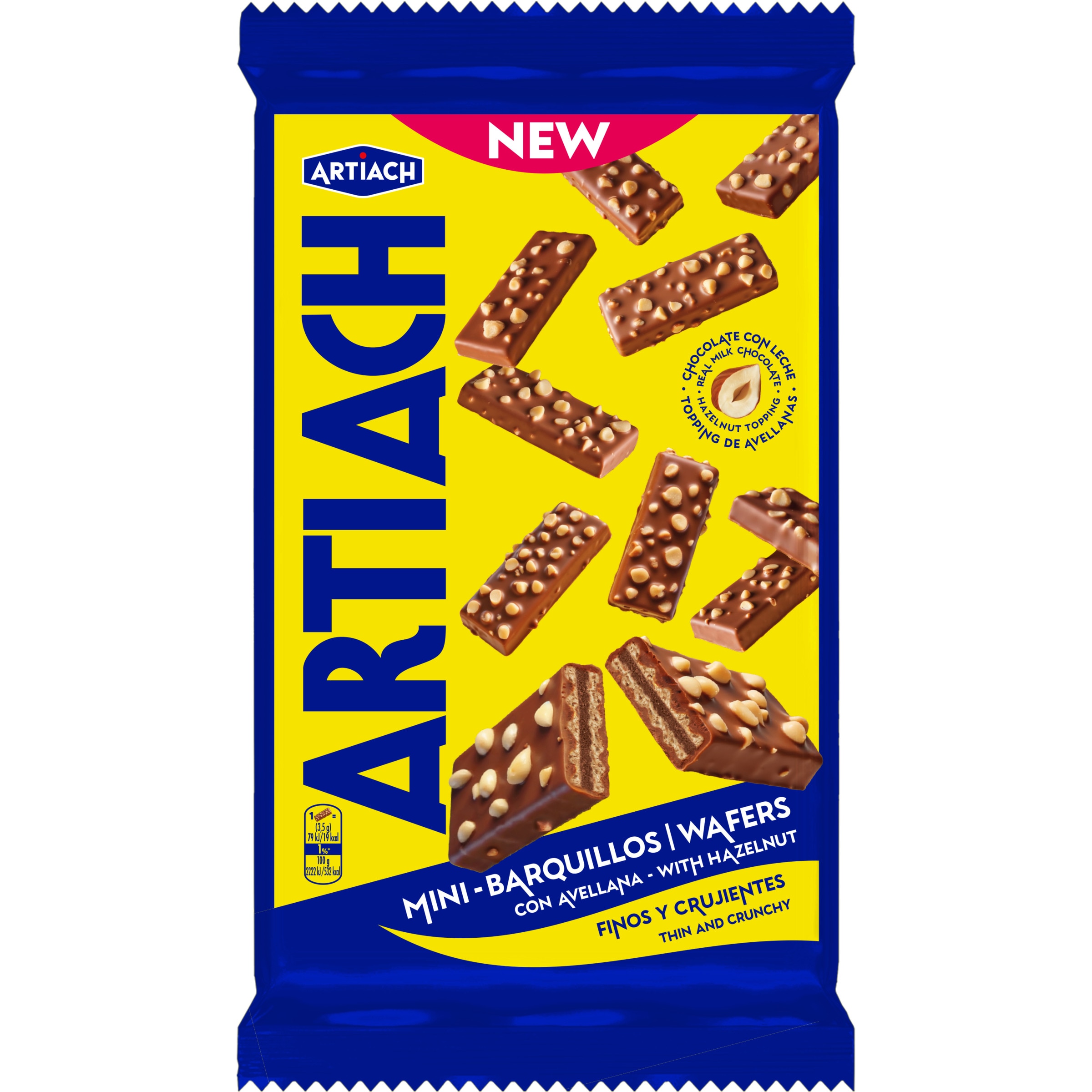 Bolachas Mini Wafers Avelã embalagem 110 g