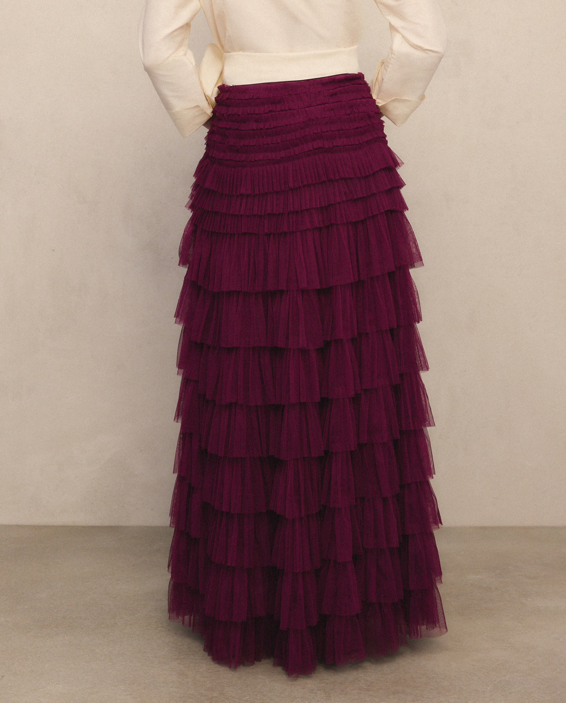 Saia midi de tule Buganvília-3