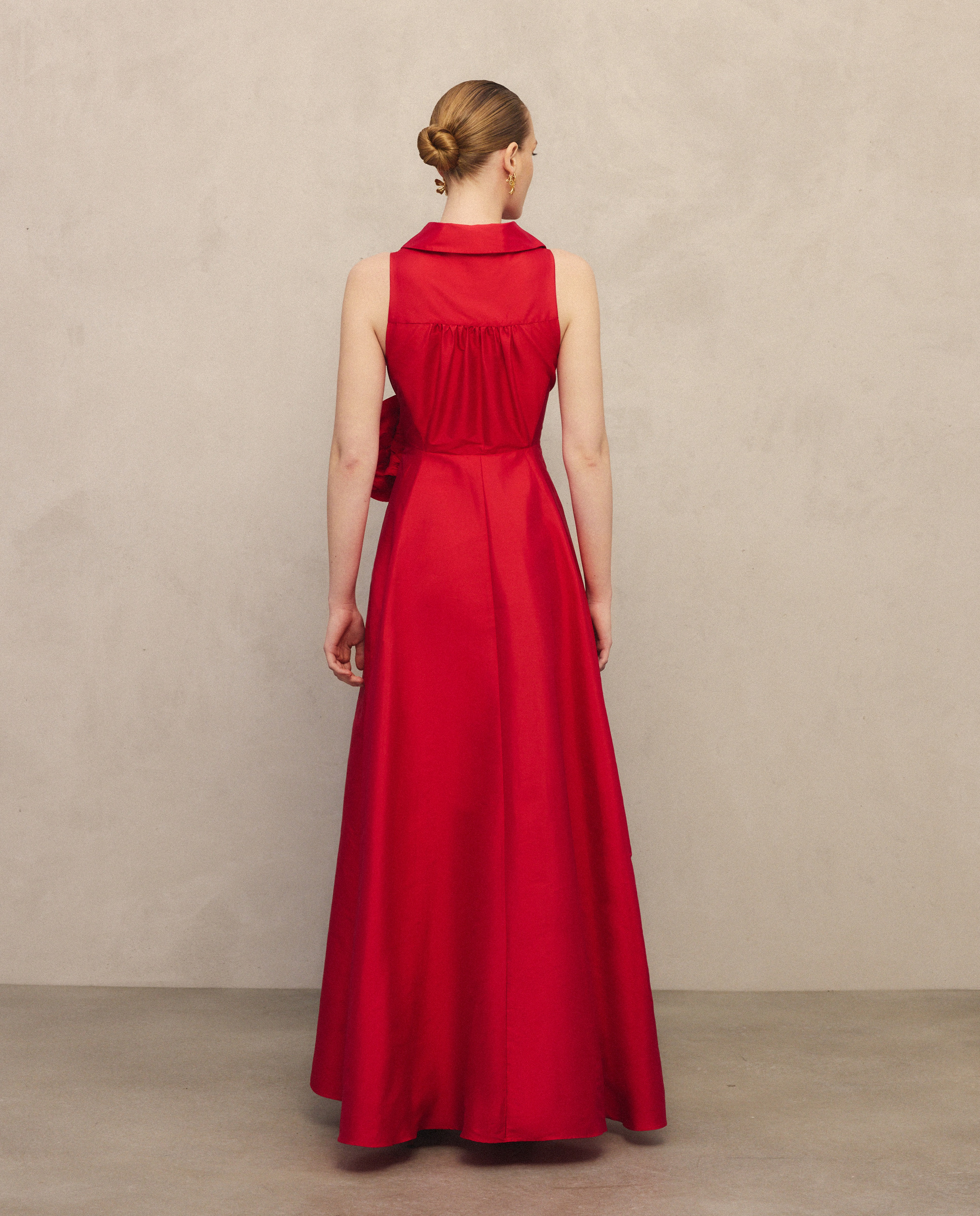 Vestido comprido com volume 600 Vermelho-3