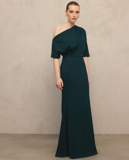 Imagem 0 de Vestido Comprido com Top Assimétrico em Cetim