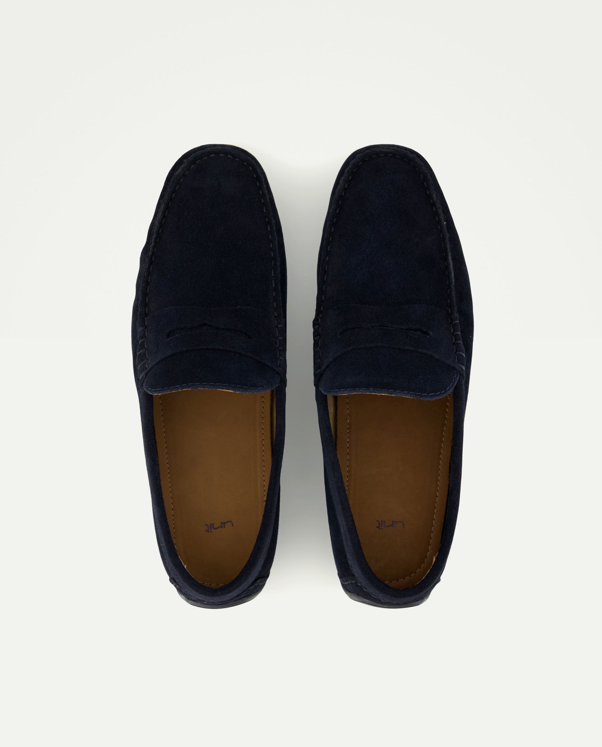 Mocasín de hombre de serraje con piso de goma Azul marino-4