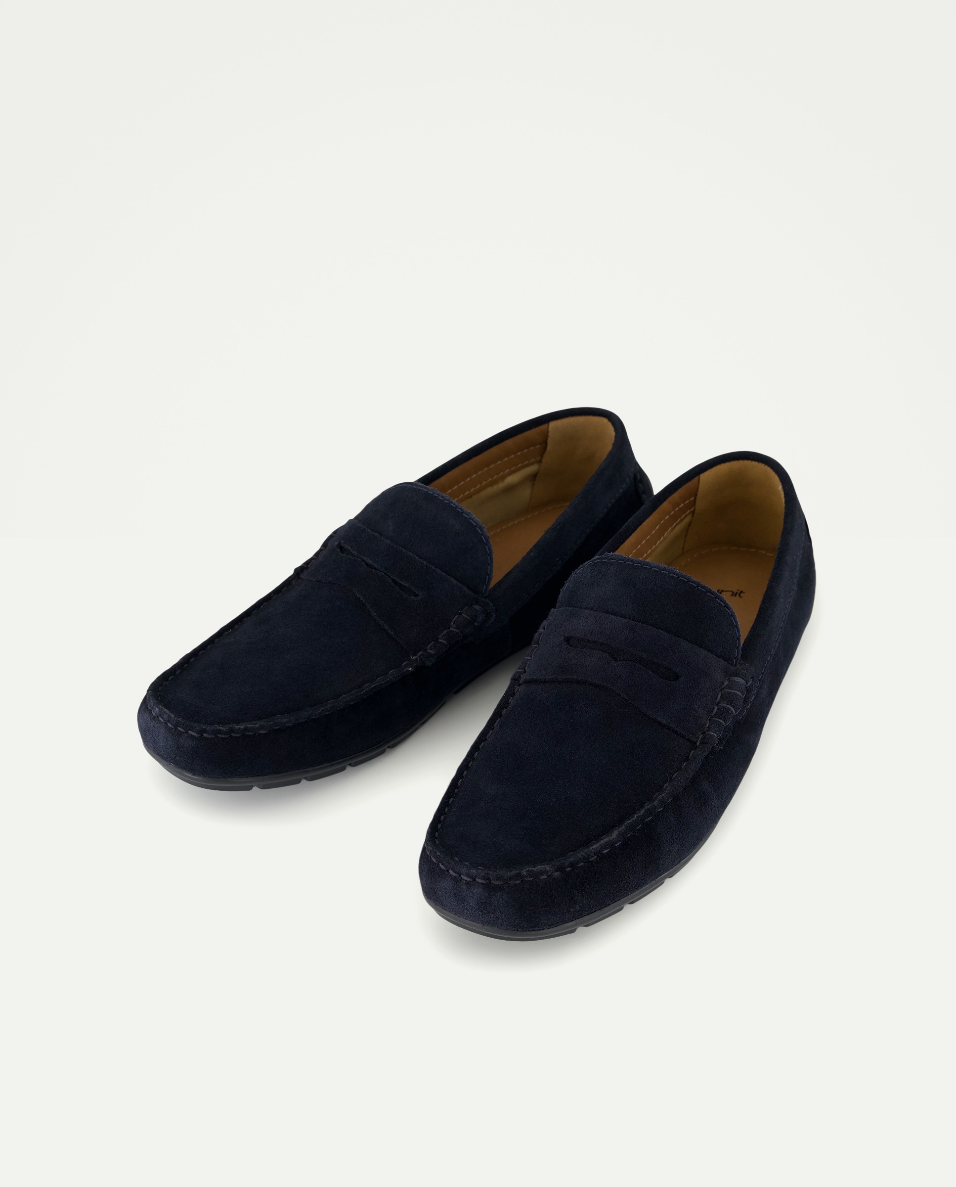 Mocasín de hombre de serraje con piso de goma Azul marino-2