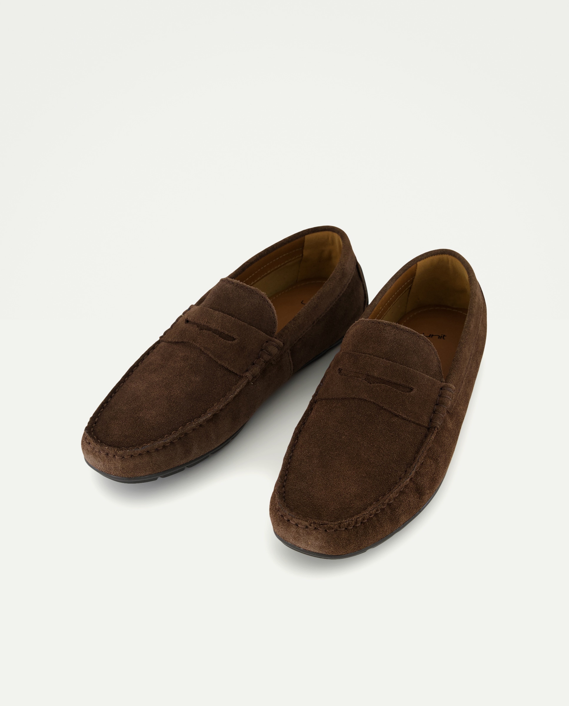 Mocasín antifaz de hombre de serraje con piso de goma Marrón-2