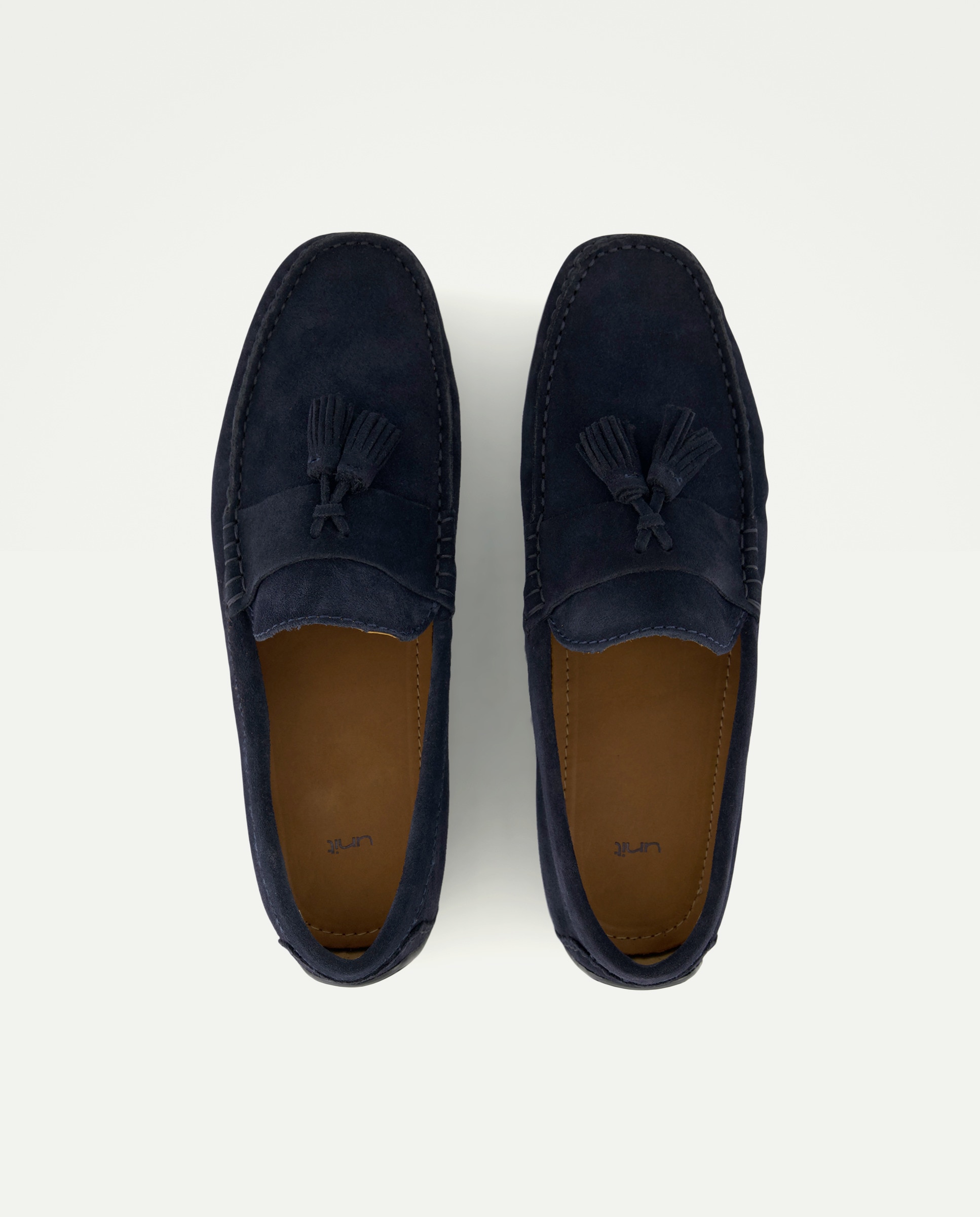 Mocasín borlas de hombre de serraje con piso de goma Azul marino-4