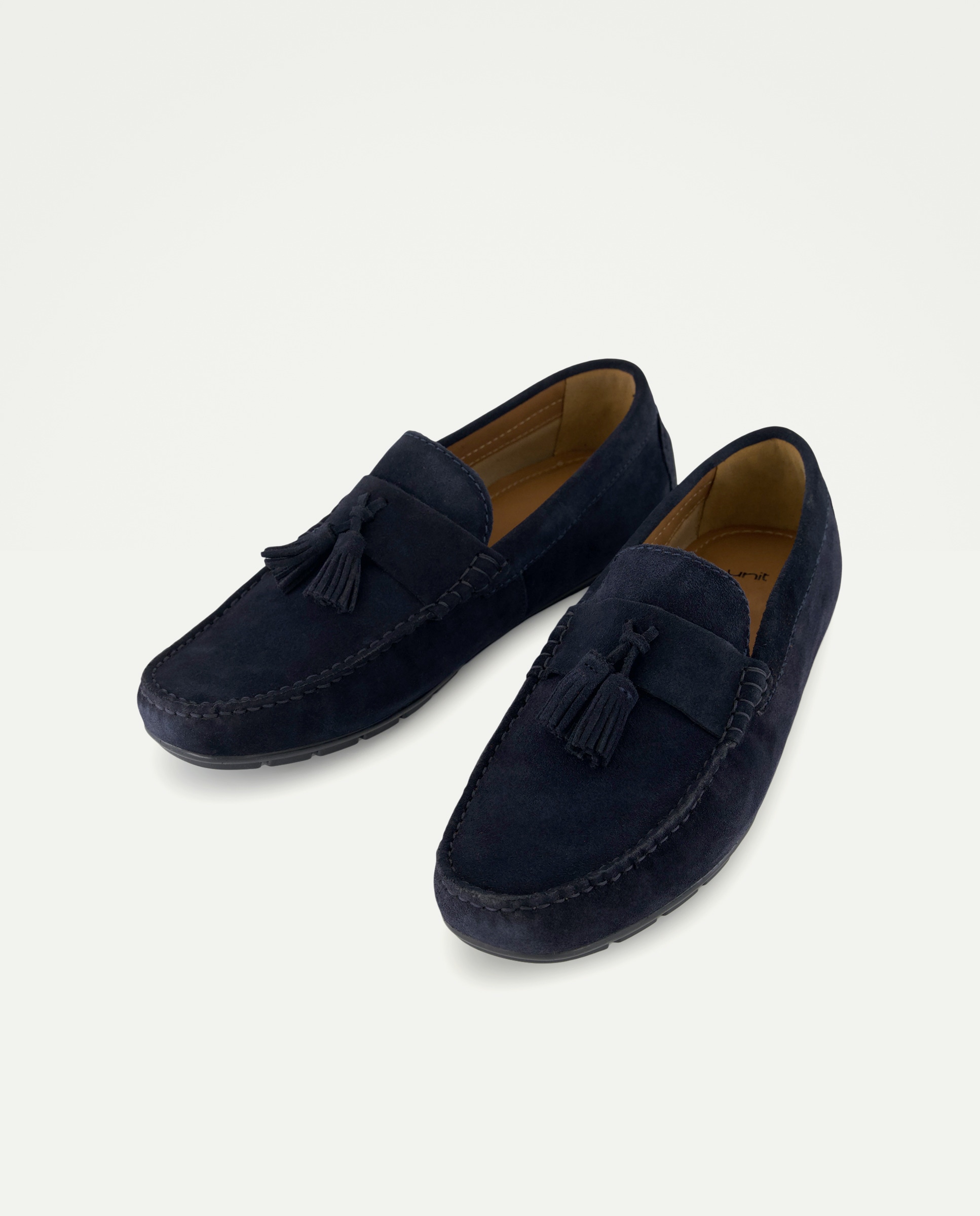 Mocasín borlas de hombre de serraje con piso de goma Azul marino-2