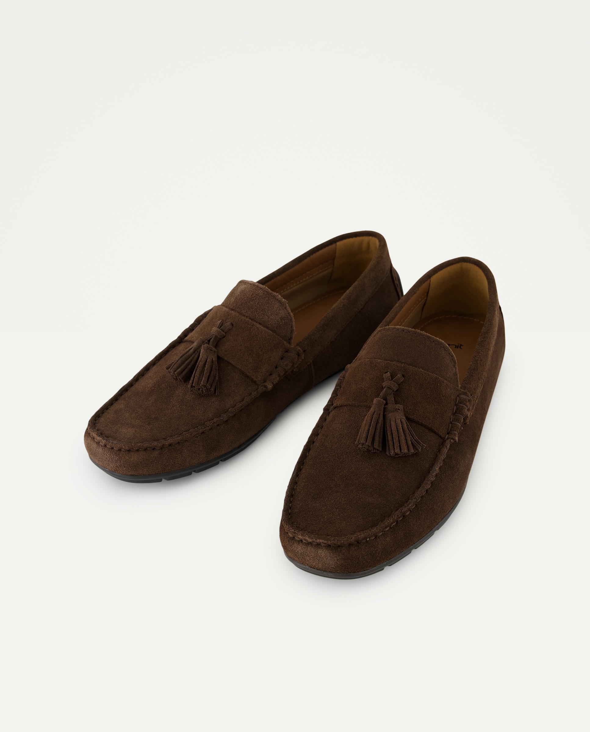 Mocasín borlas de hombre de serraje con piso de goma Marrón-2
