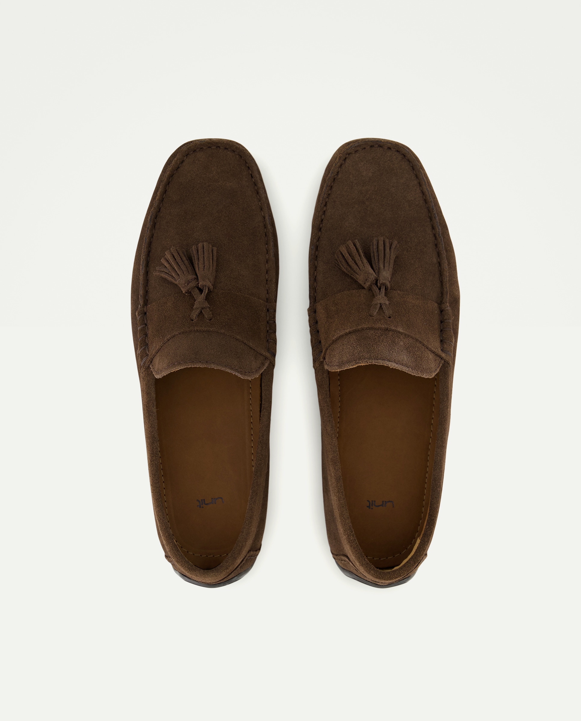 Mocasín borlas de hombre de serraje con piso de goma Marrón-4