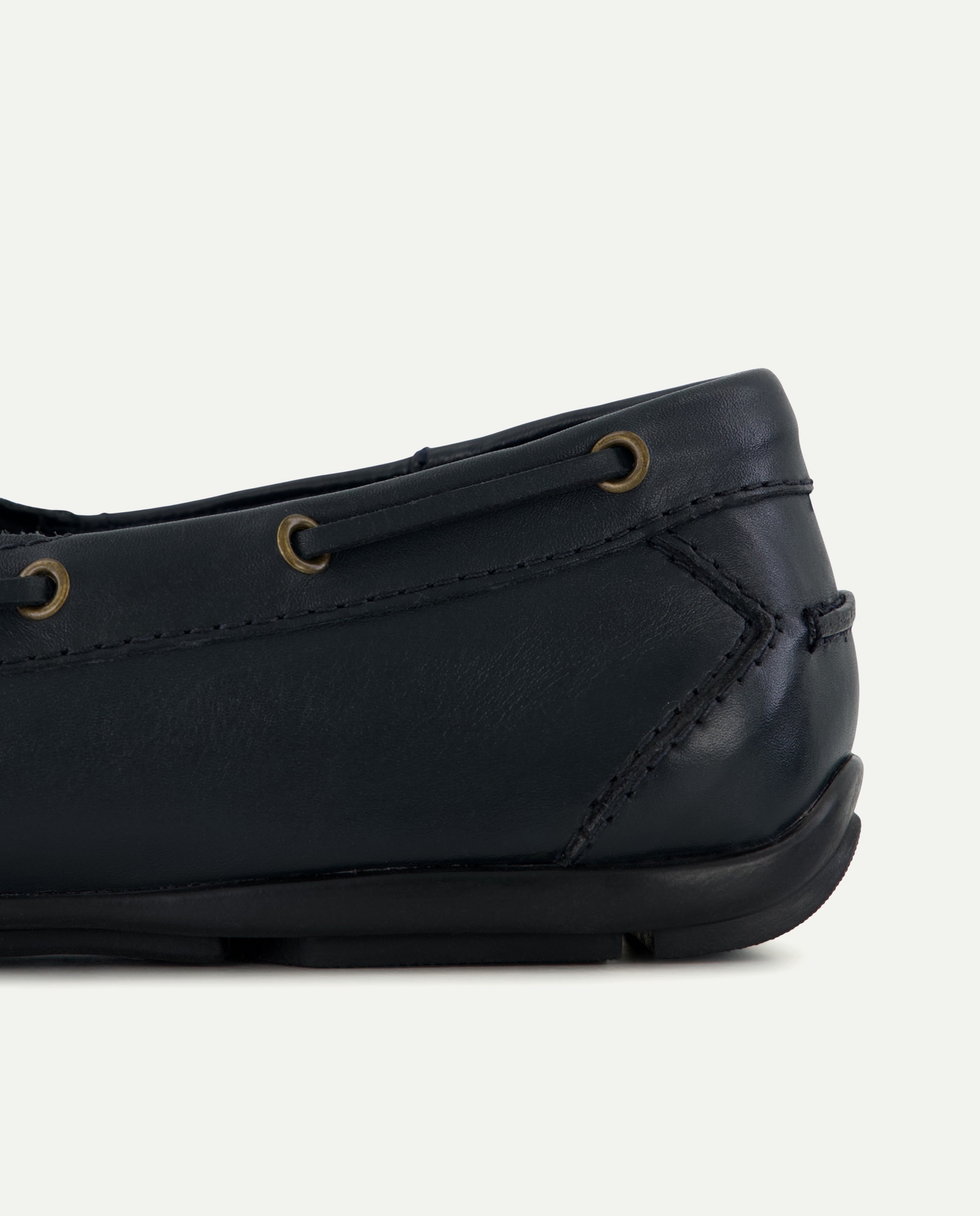 Náutico cordones de hombre de piel con piso de goma Azul marino-5