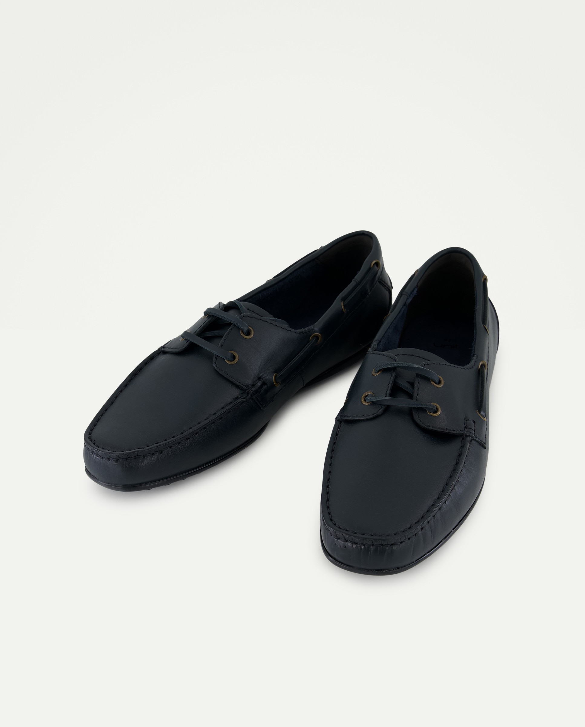 Náutico cordones de hombre de piel con piso de goma Azul marino-2