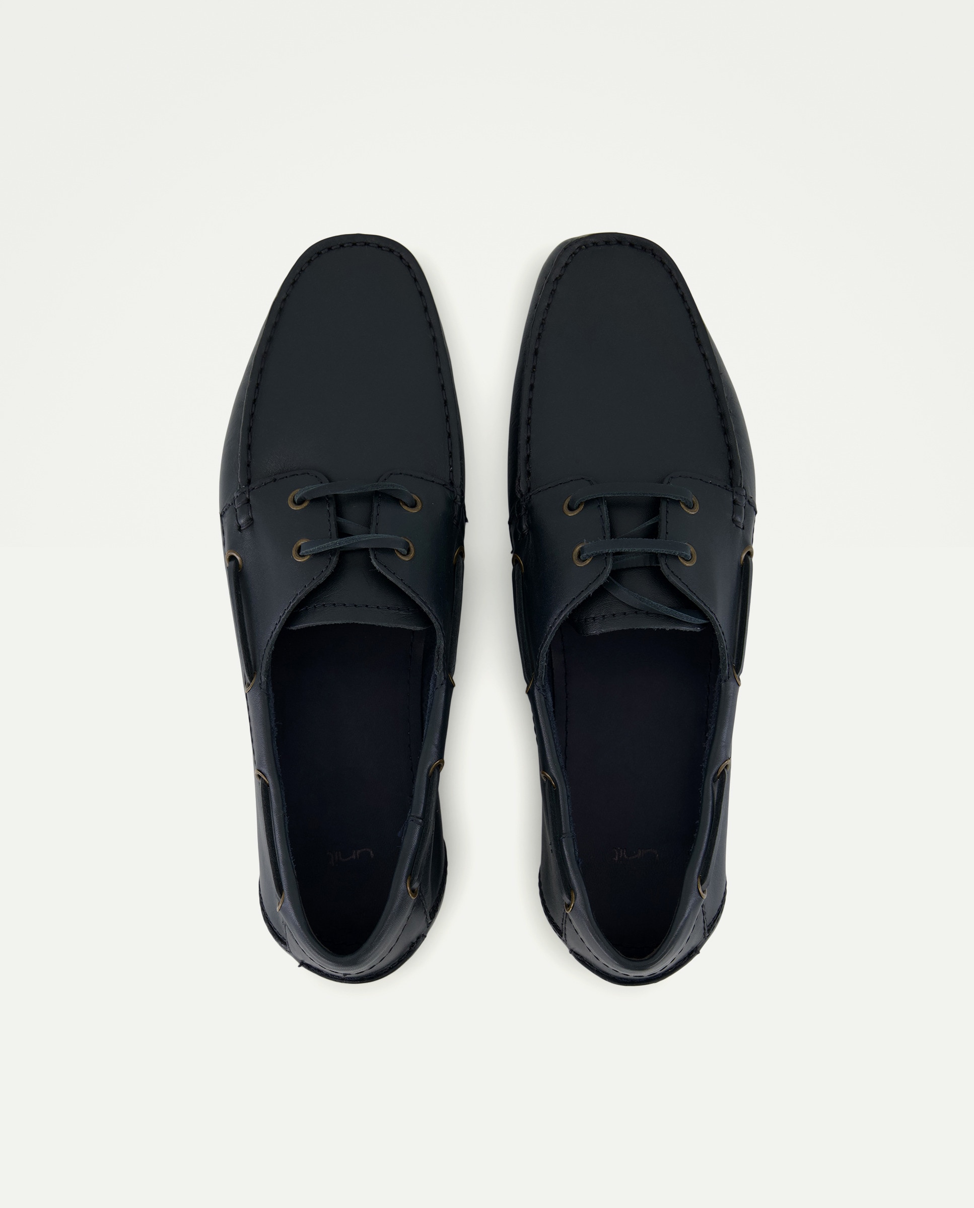 Náutico cordones de hombre de piel con piso de goma Azul marino-4