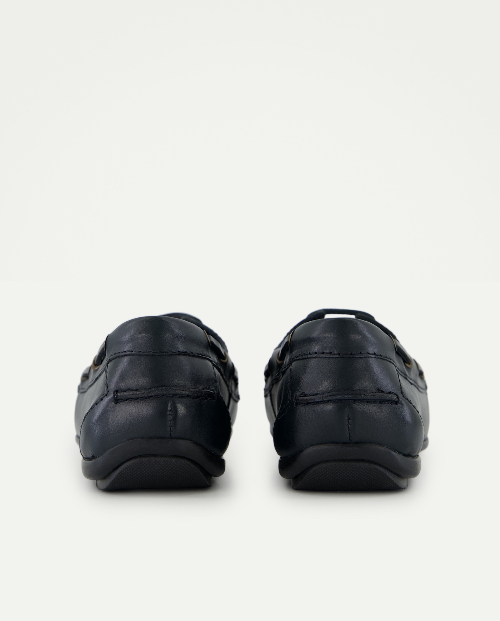 Náutico cordones de hombre de piel con piso de goma Azul marino-3