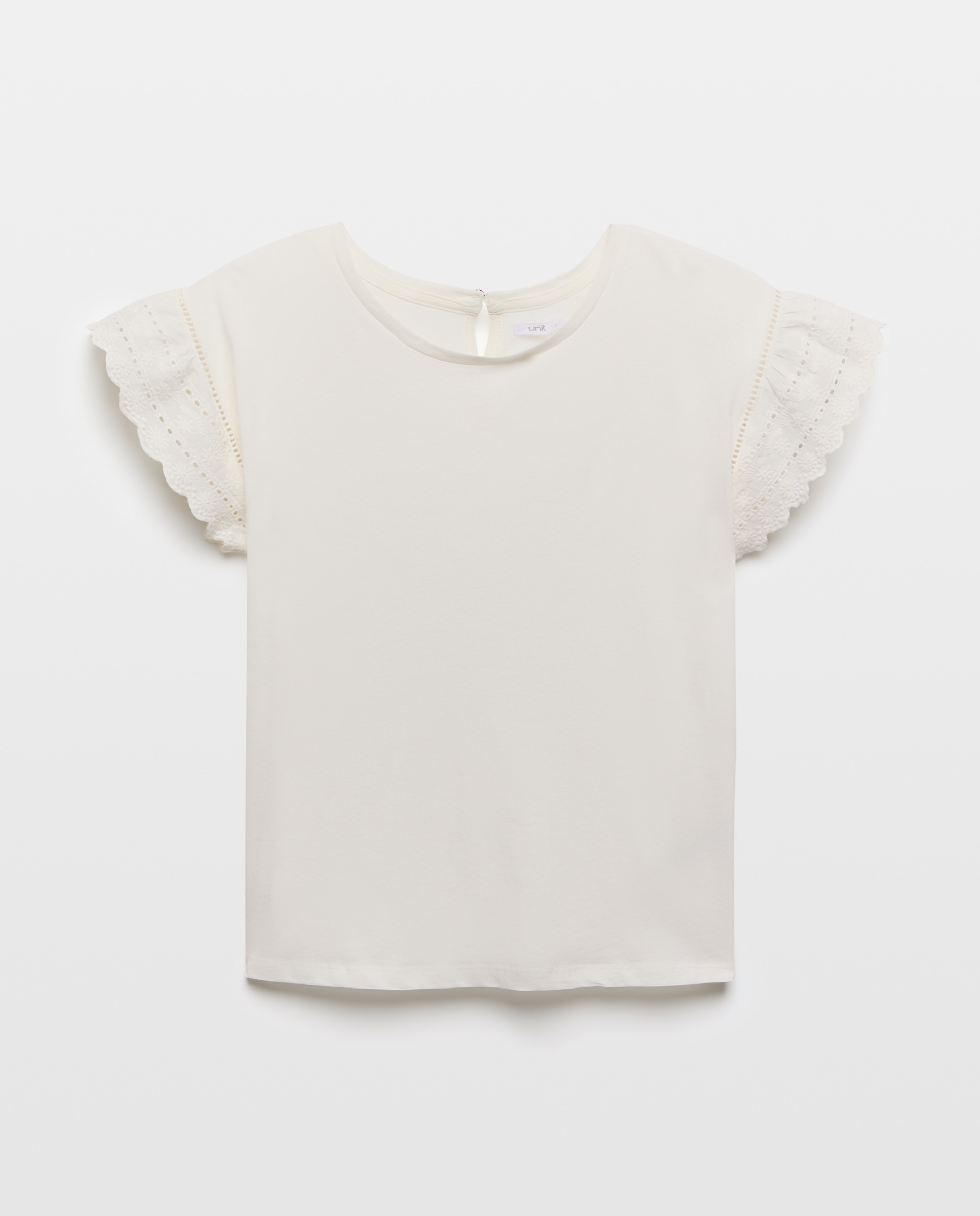 Camiseta de mujer cuello caja manga romántica 120 Crudo-4