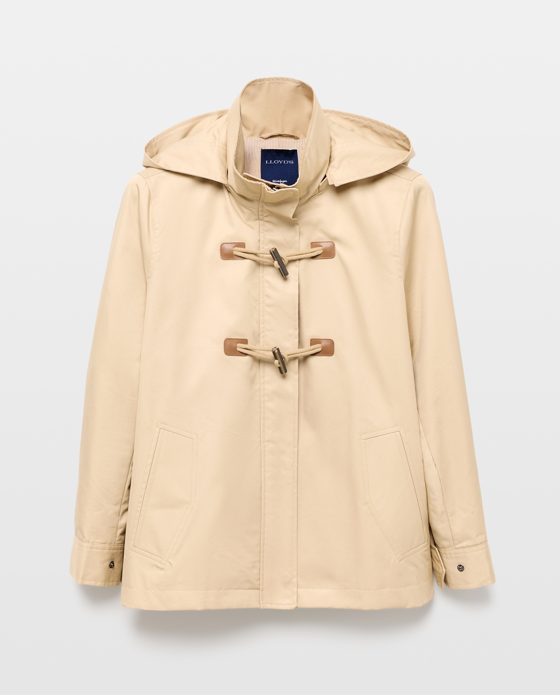 Gabardine Curta com Alamares Bege-5