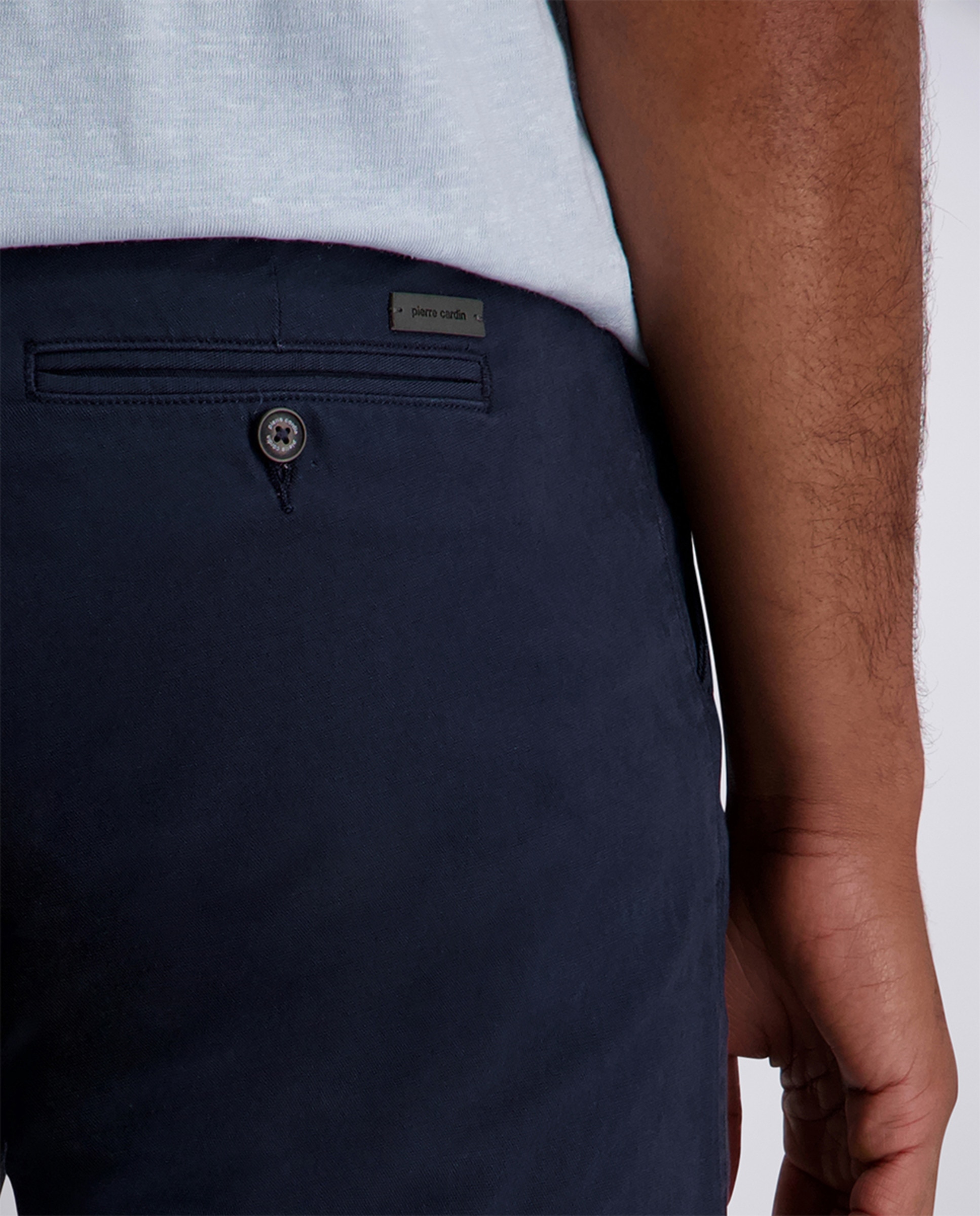 Bermudas de Linho Regular Fit - Branco Azul-marinho-5