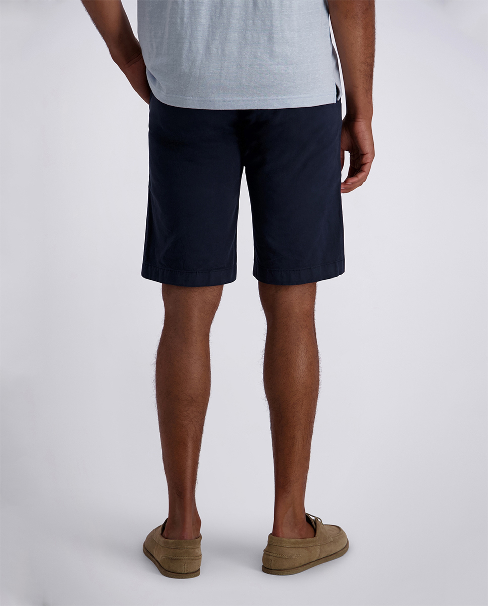 Bermudas de Linho Regular Fit - Branco Azul-marinho-3