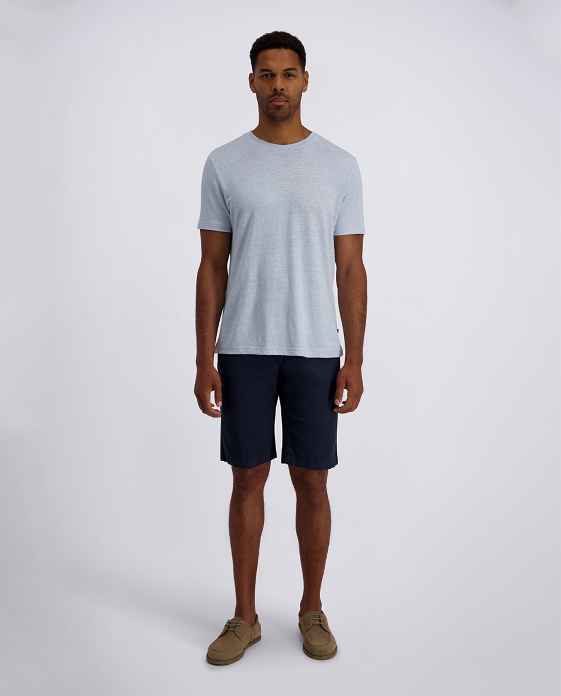 Bermudas de Linho Regular Fit - Branco Azul-marinho-1
