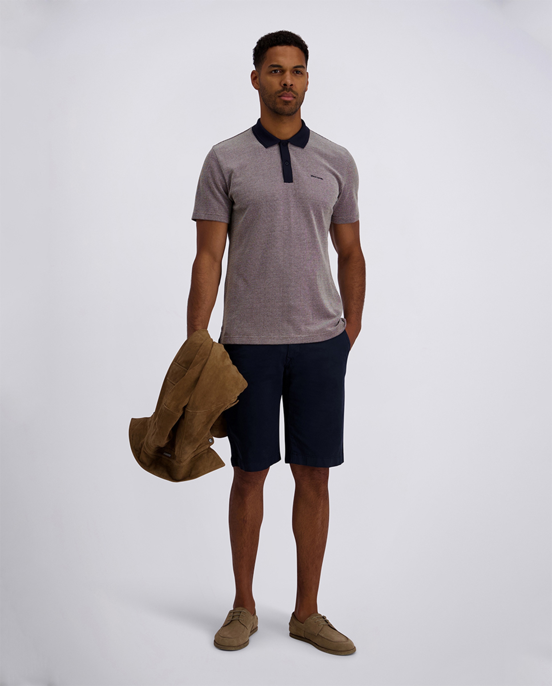 Polo Piqué com Estrutura Regular Fit Tricolor - Azul Castanho-6