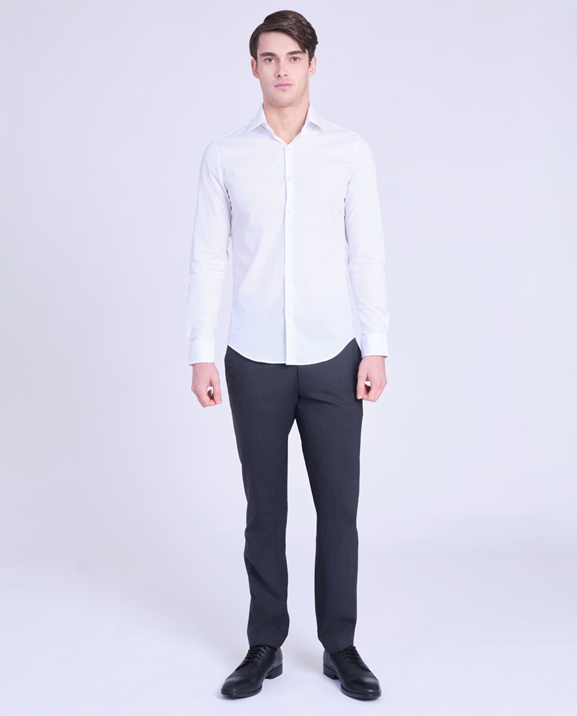 Camisa Clássica Slim Fit de Popelina Branco-7