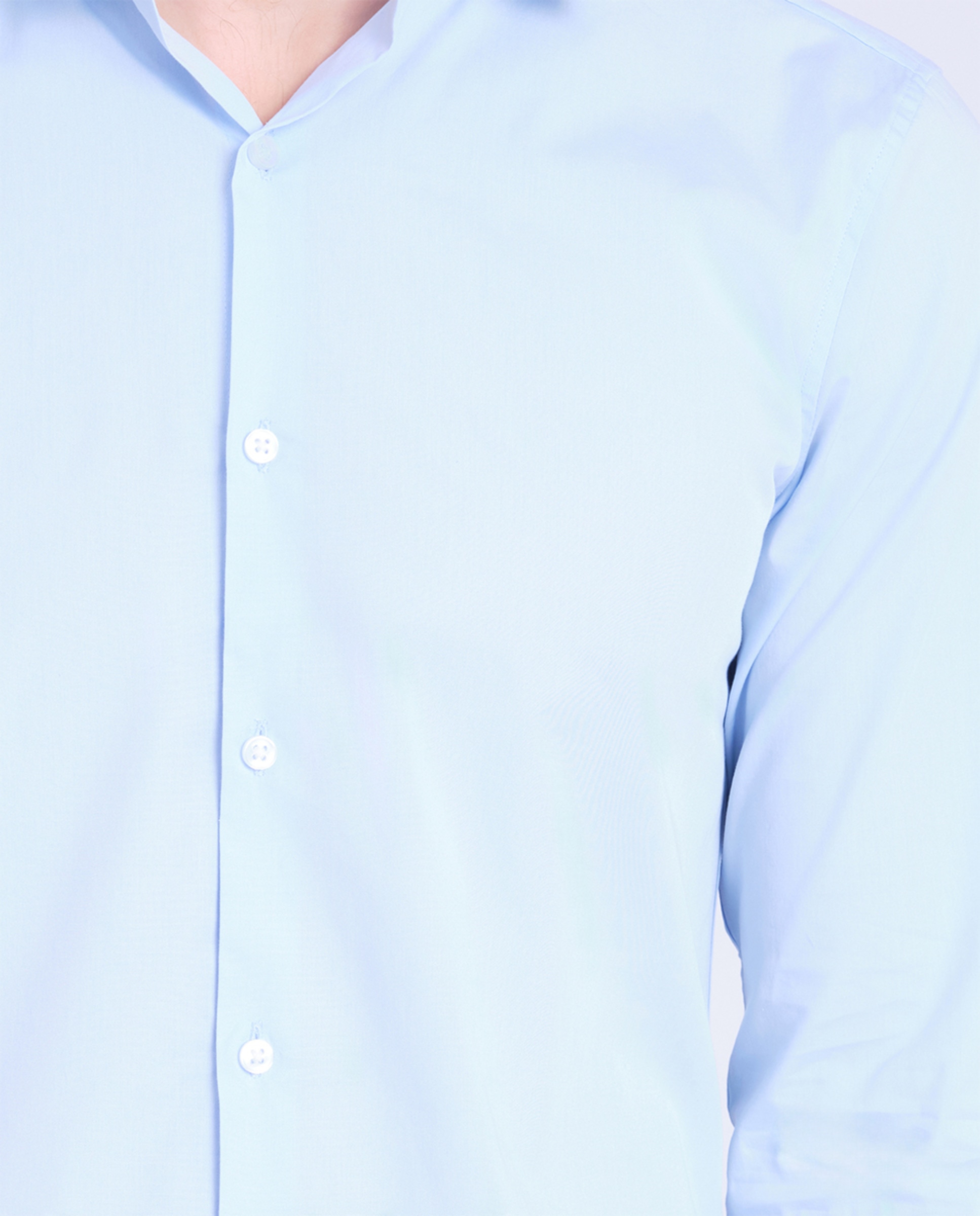 Camisa Clássica Slim Fit de Popelina Azul-claro-3