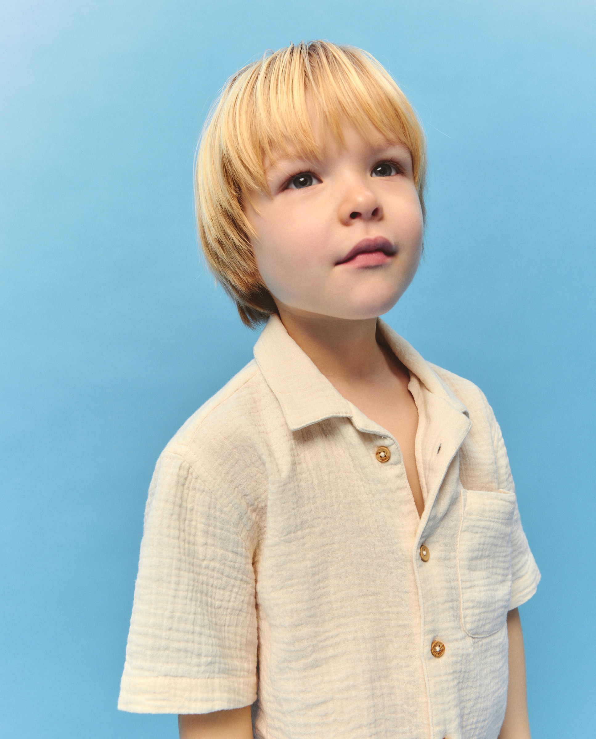 Camisa Lisa com Manga Curta 120 Cru-1