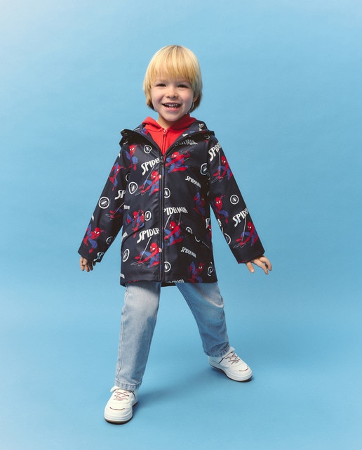 Imagem 0 de Parka Engomada com Estampado Homem-Aranha