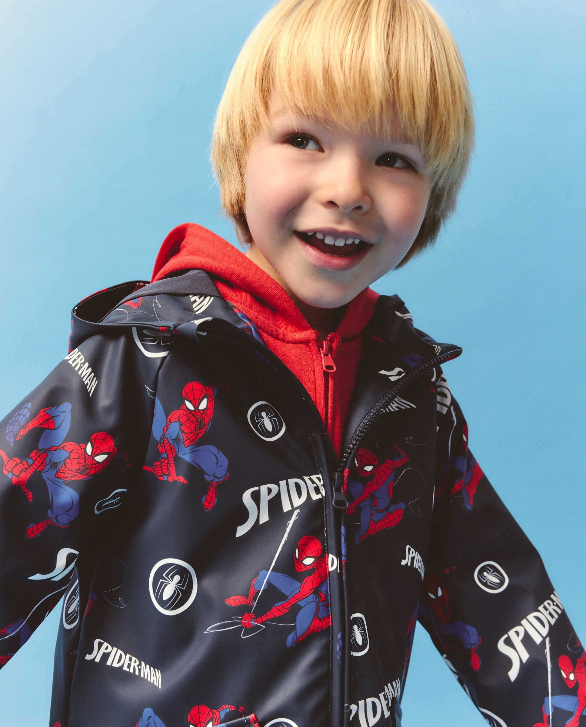Parka Engomada com Estampado Homem-Aranha Azul-marinho-4