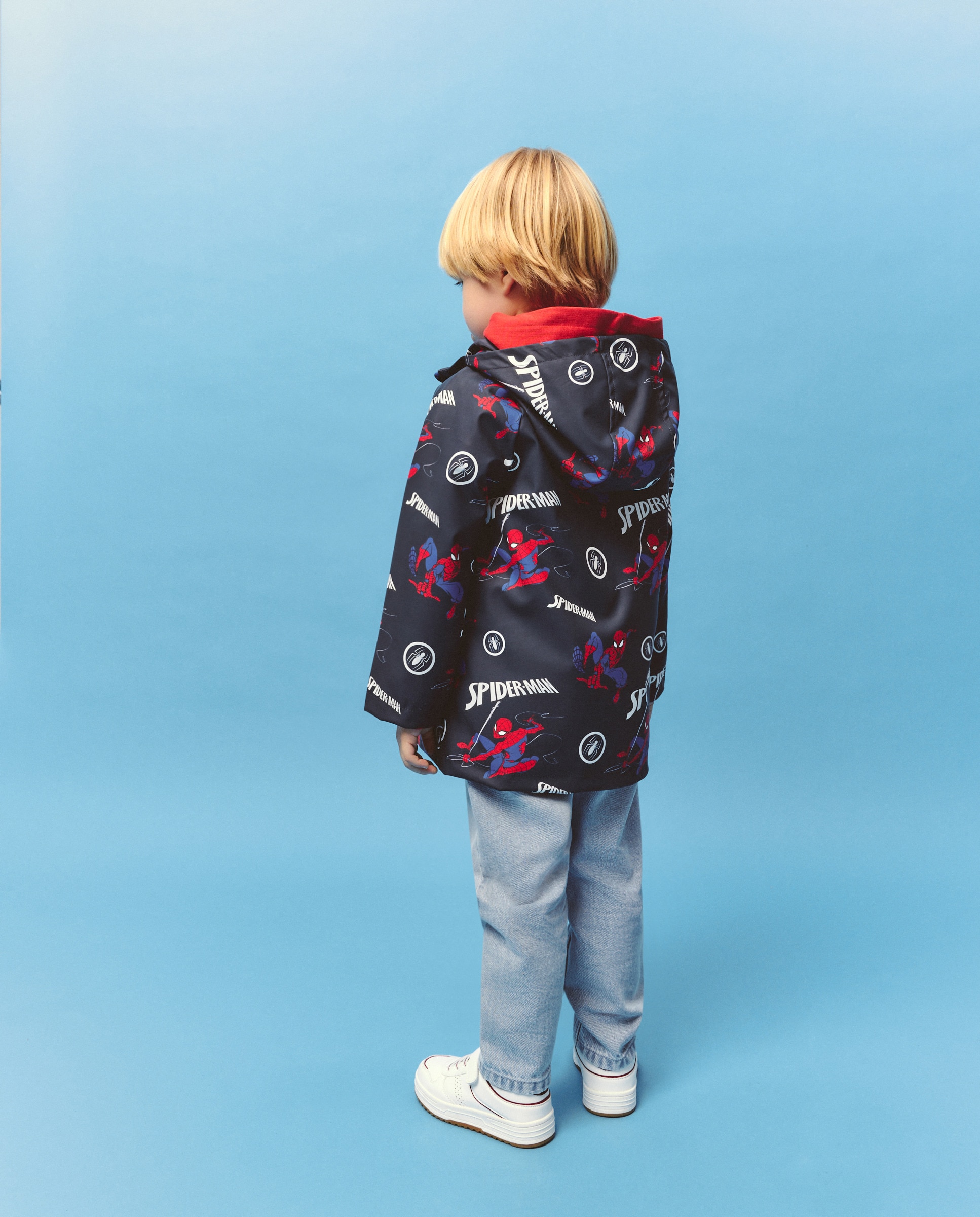 Parka Engomada com Estampado Homem-Aranha Azul-marinho-3