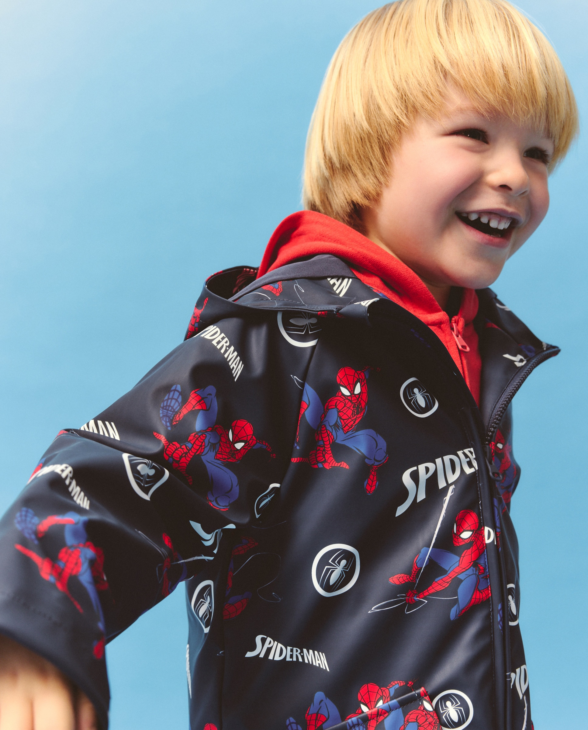 Parka Engomada com Estampado Homem-Aranha Azul-marinho-2