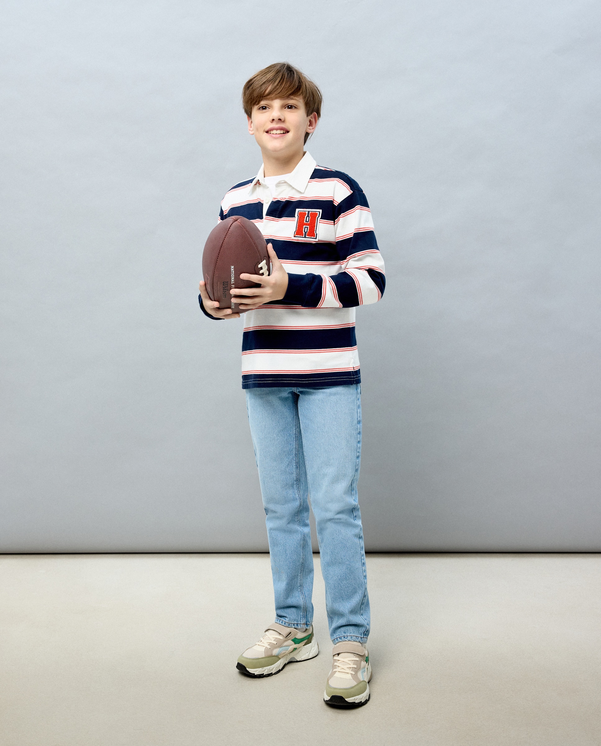 Polo de Manga Comprida às Riscas Castanho-1