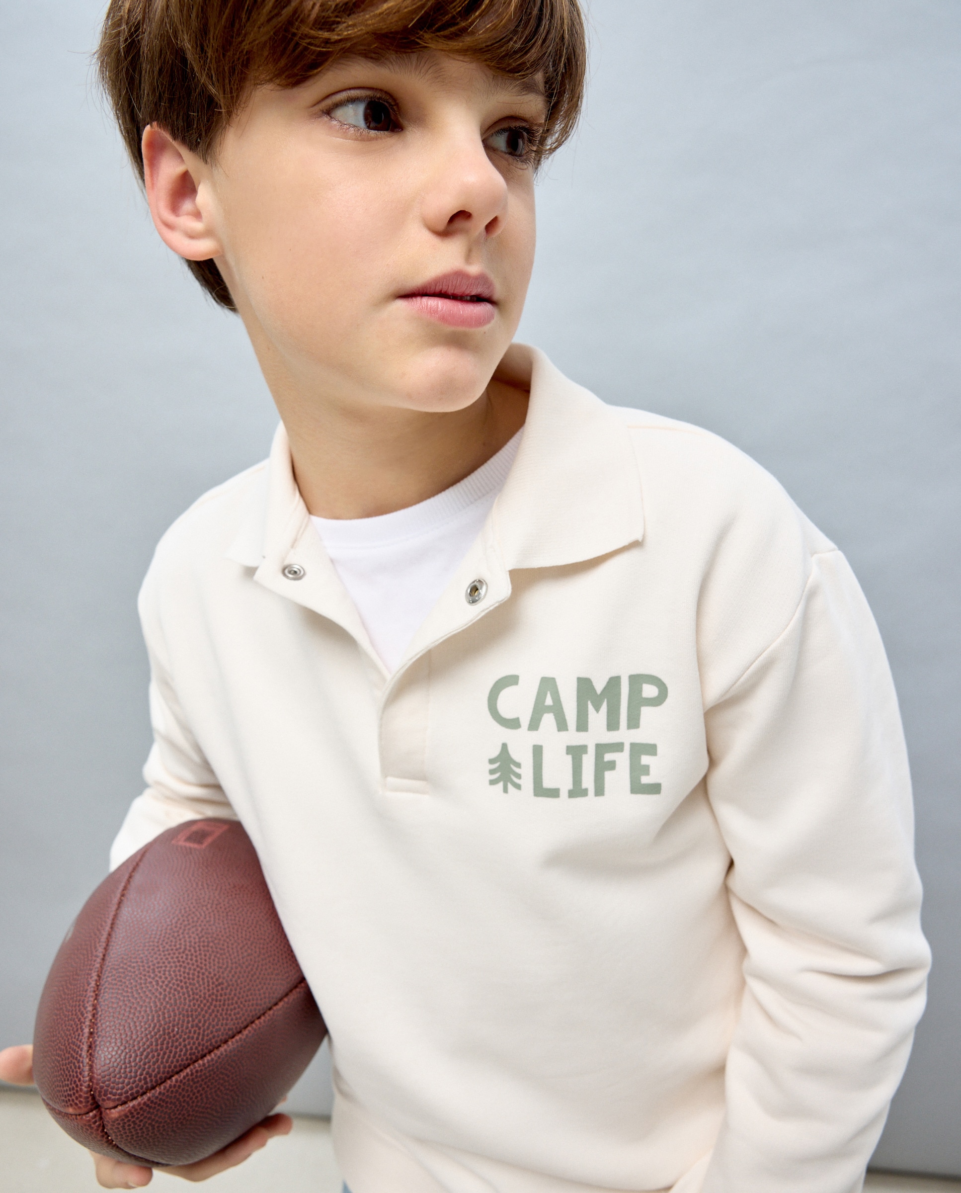 Sweatshirt com Colarinho de Polo Branco-2