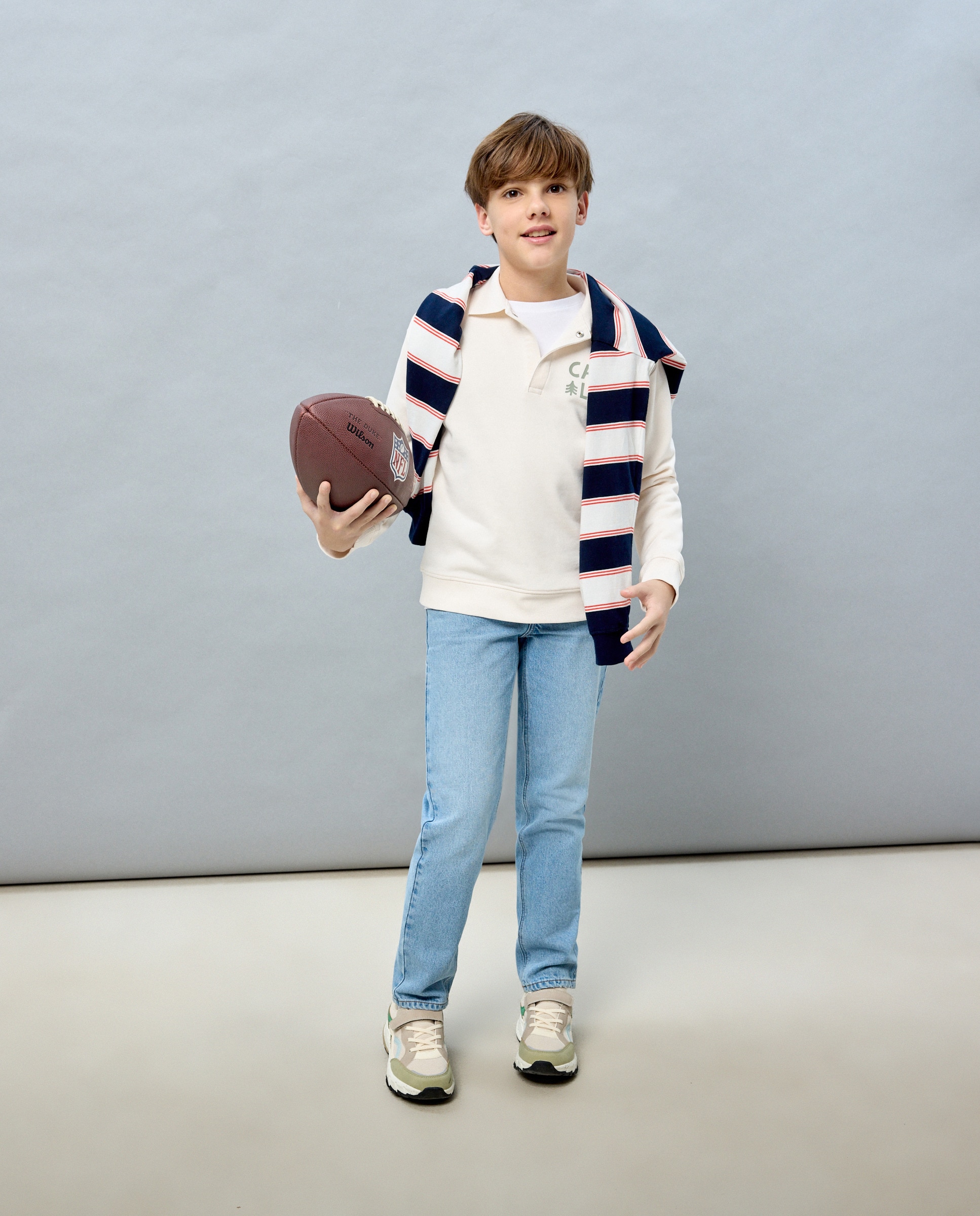 Sweatshirt com Colarinho de Polo Branco-1