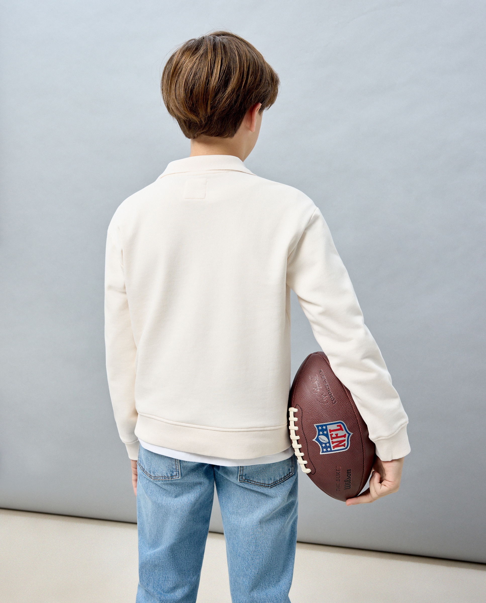 Sweatshirt com Colarinho de Polo Branco-3