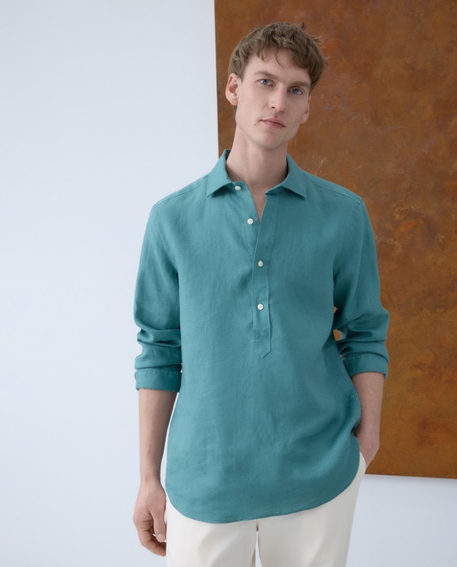 Imagem 0 de Camisa Tipo Polo de Linho