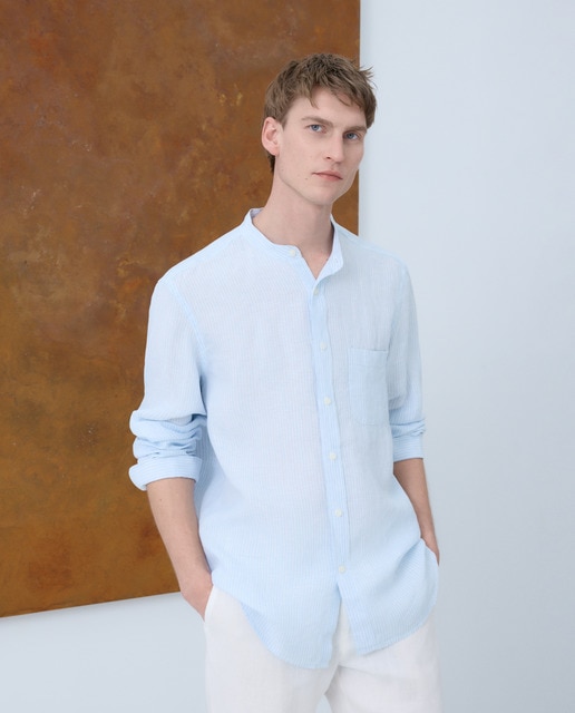 Imagem 0 de Camisa de Linho com Gola à Padre