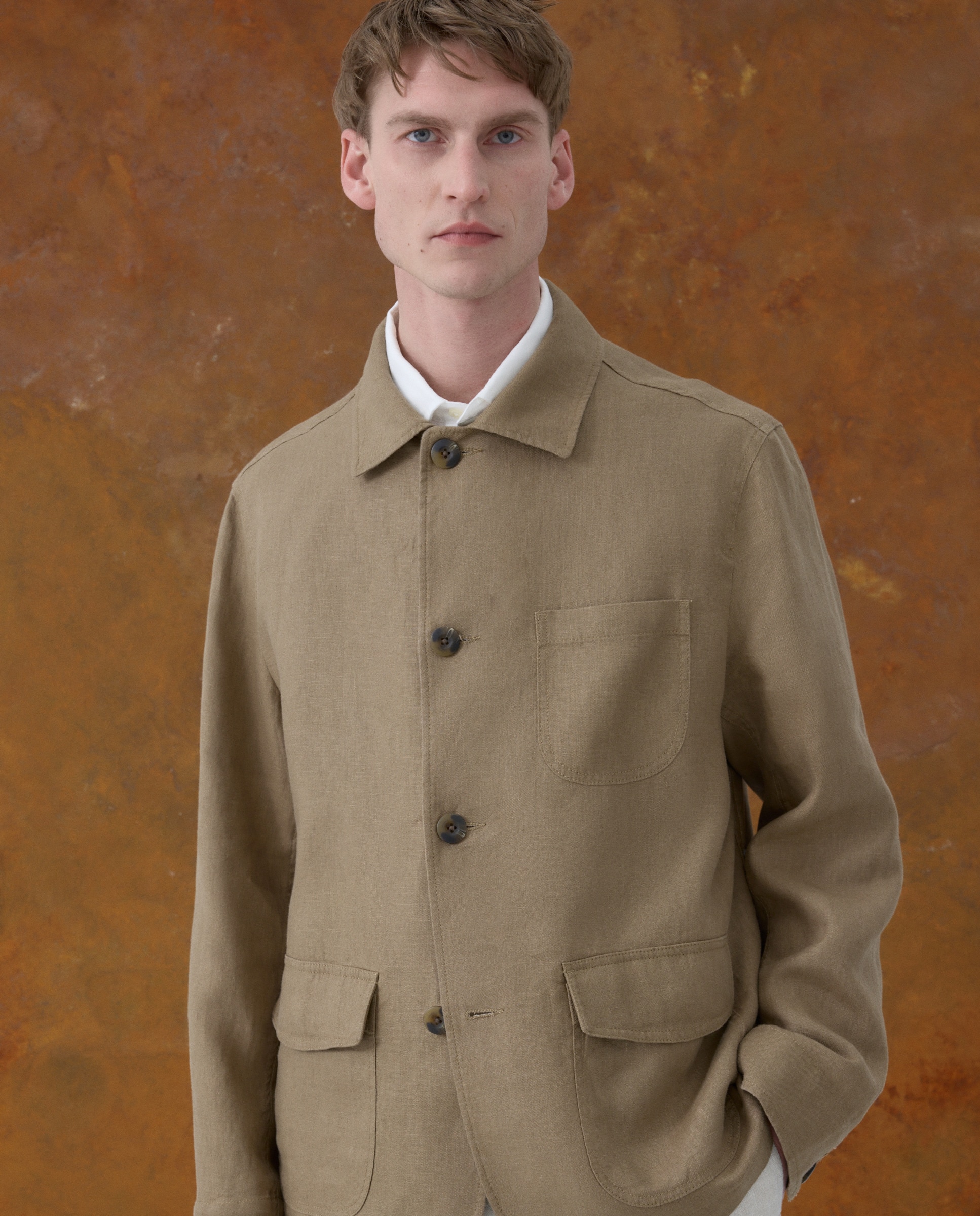 Casaco Worker de Linho Amarelo-3