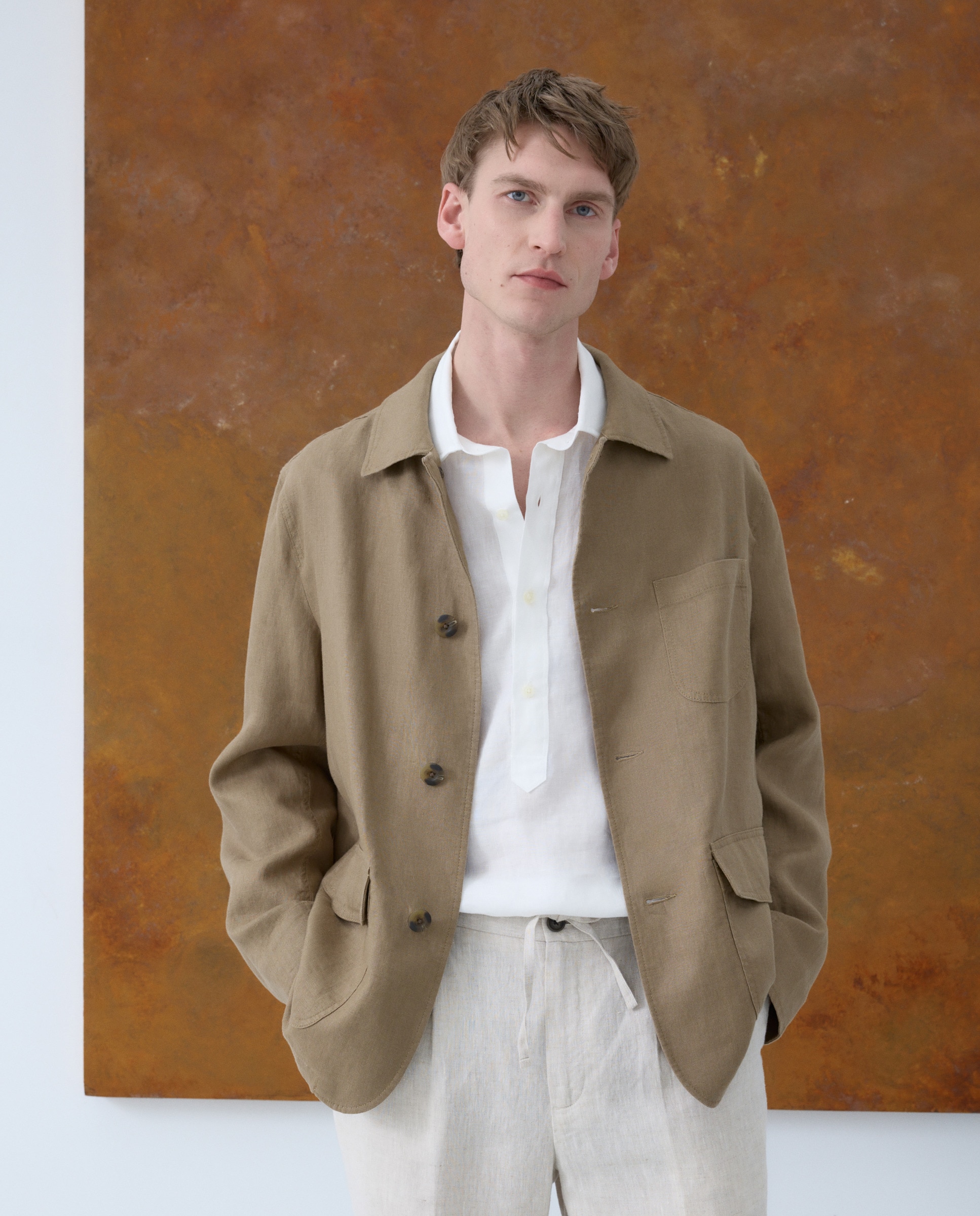 Casaco Worker de Linho Amarelo-1