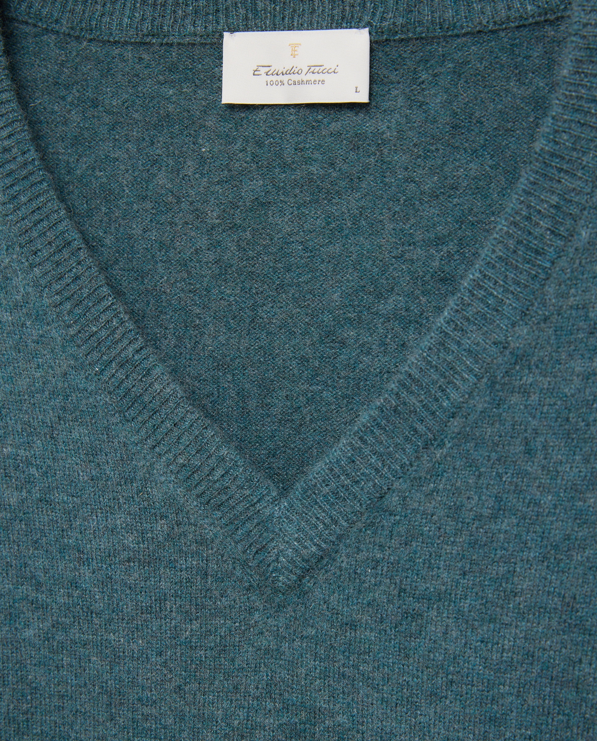 Jersey de hombre de cuello pico liso cashmere - Emidio Tucci - Verde Verde-5