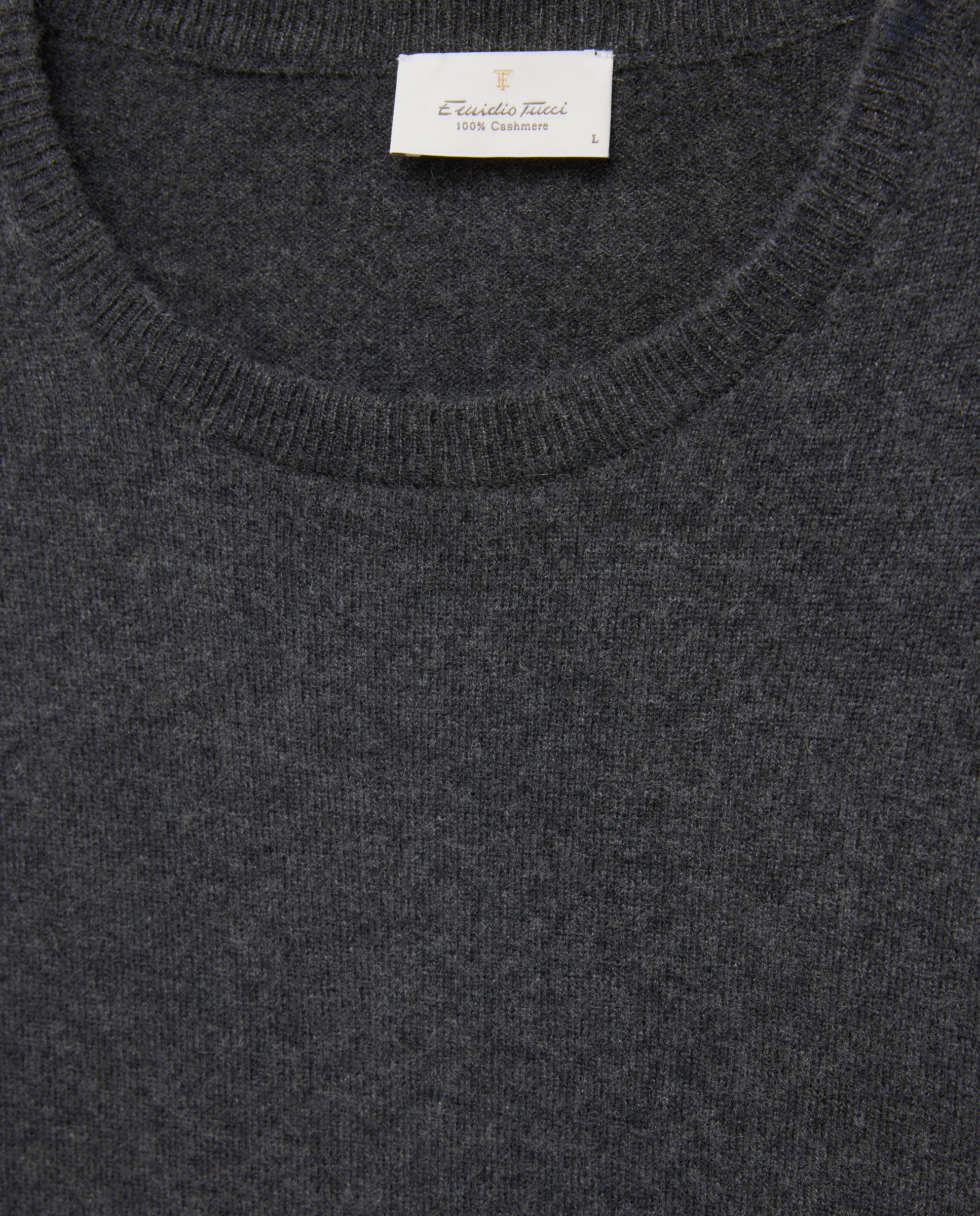 Jersey de hombre de cuello redondo liso cashmere - Emidio Tucci - Gris oscuro Gris oscuro-6