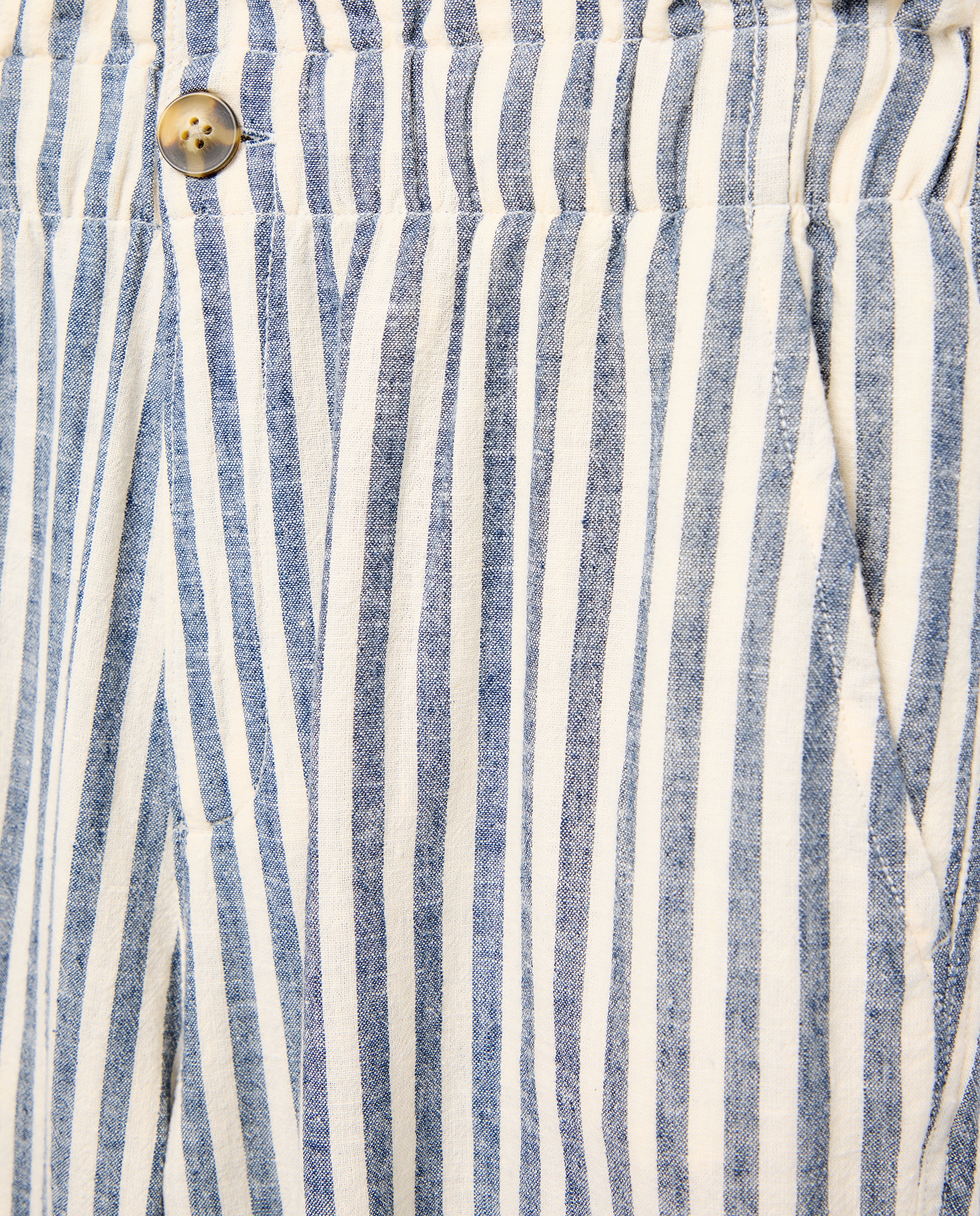 Pantalón de mujer de rayas de algodón con cintura elástica Azul-5