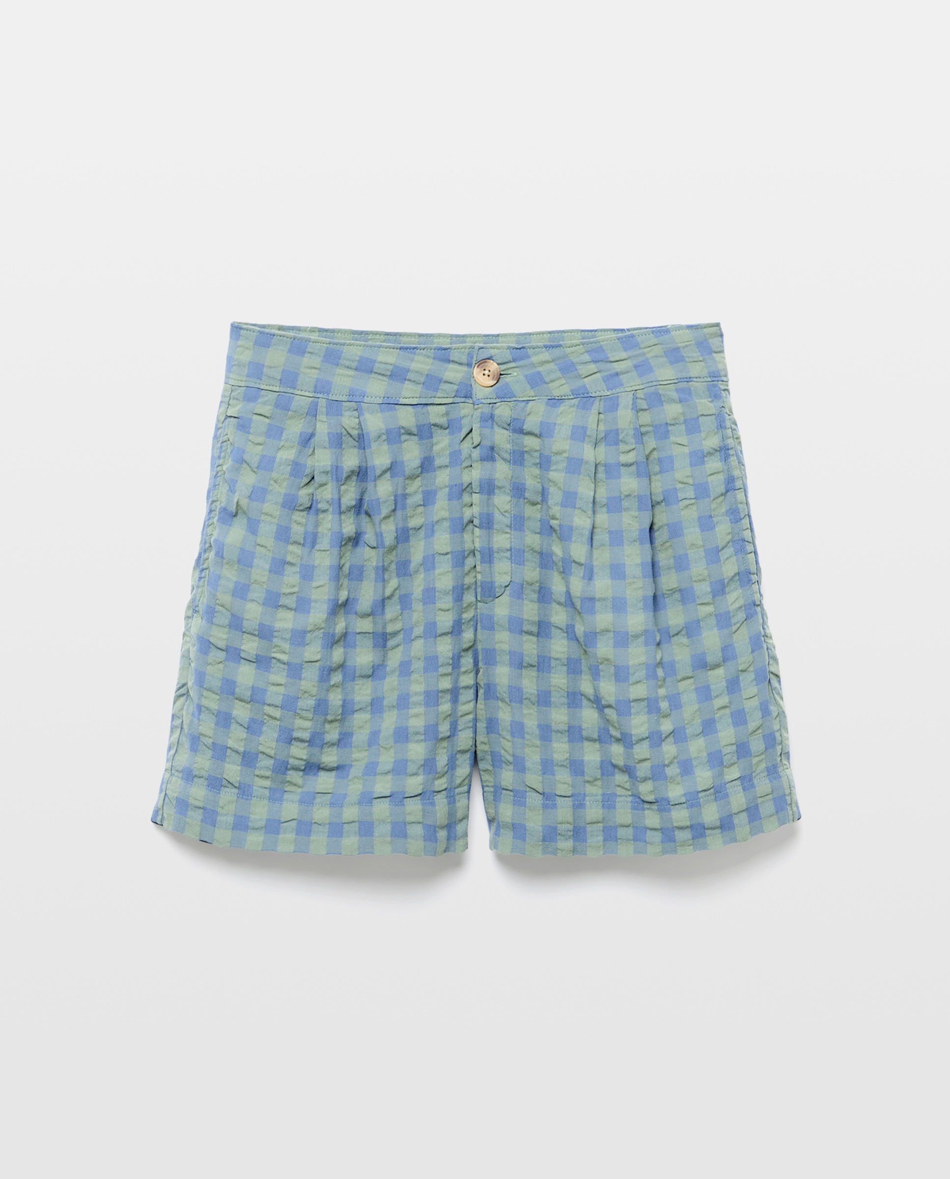 Short de mujer balloon de cuadros total look Azul-4