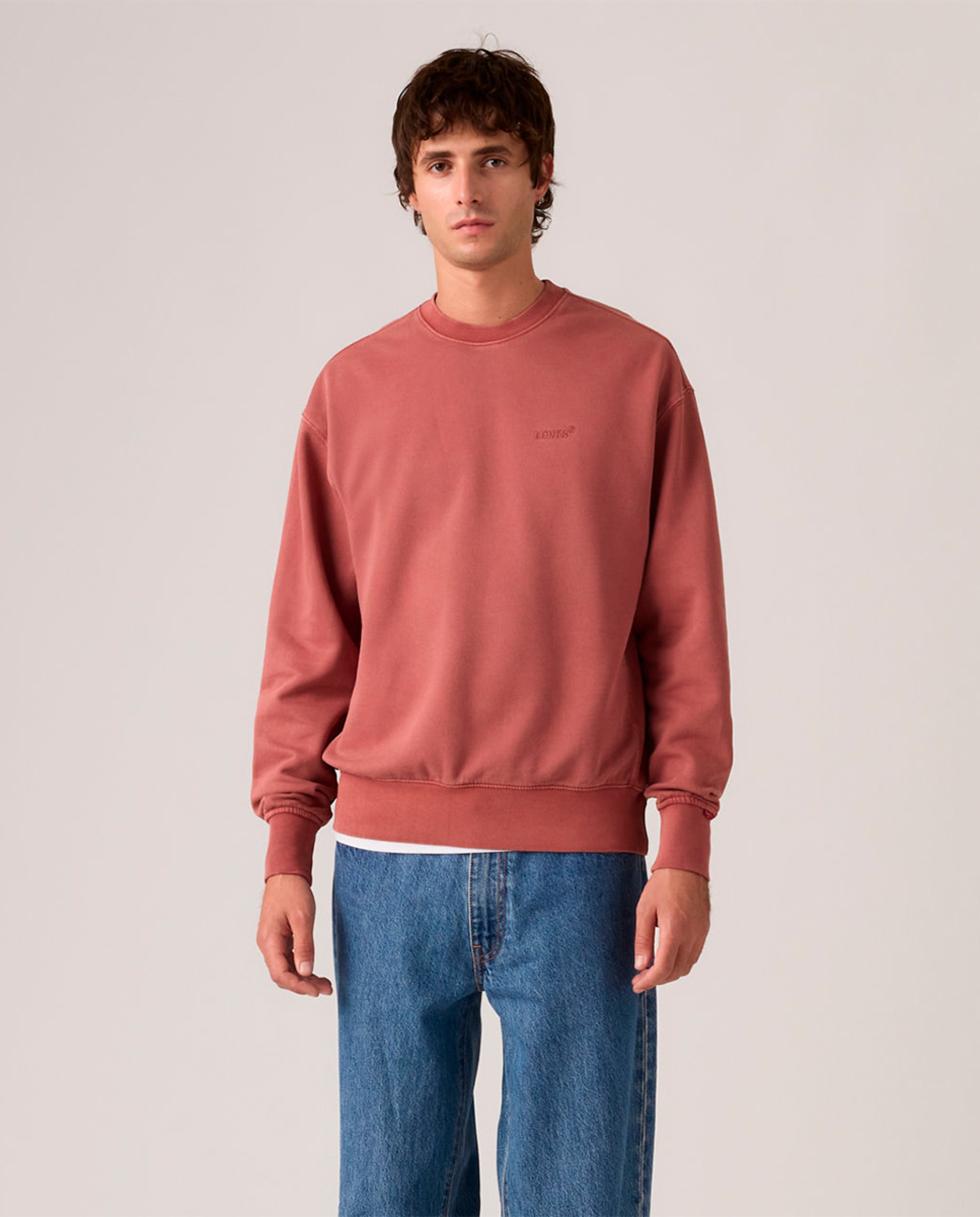 Sweatshirt com Decote Redondo e em Algodão Salmão-1