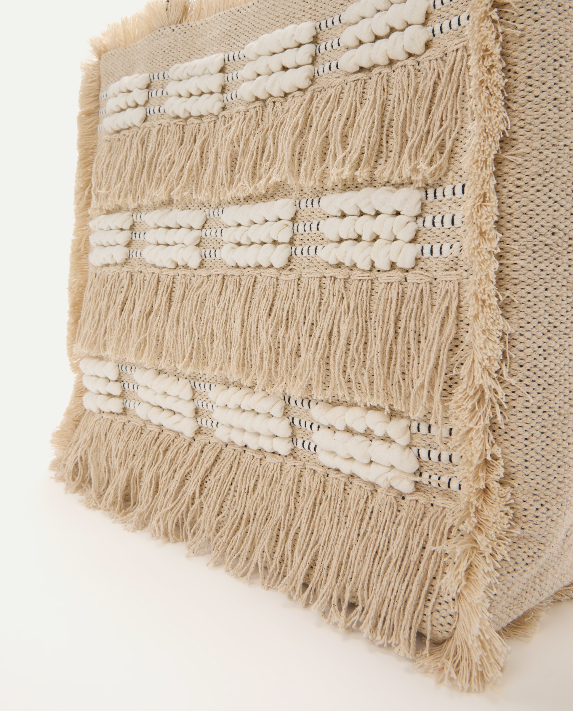 Mala Shopper Boho Grande de Praia Branco-marfim-3