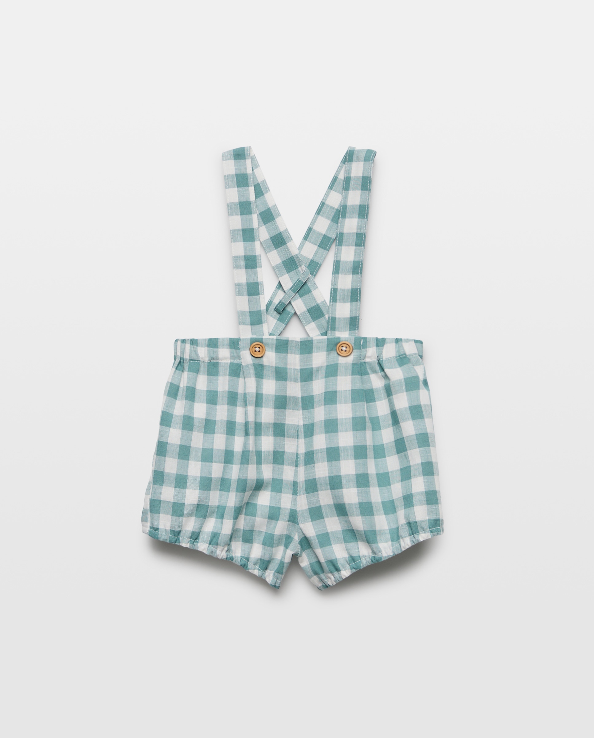 Bombachas Vichy de Bebé com Alças Verde-1