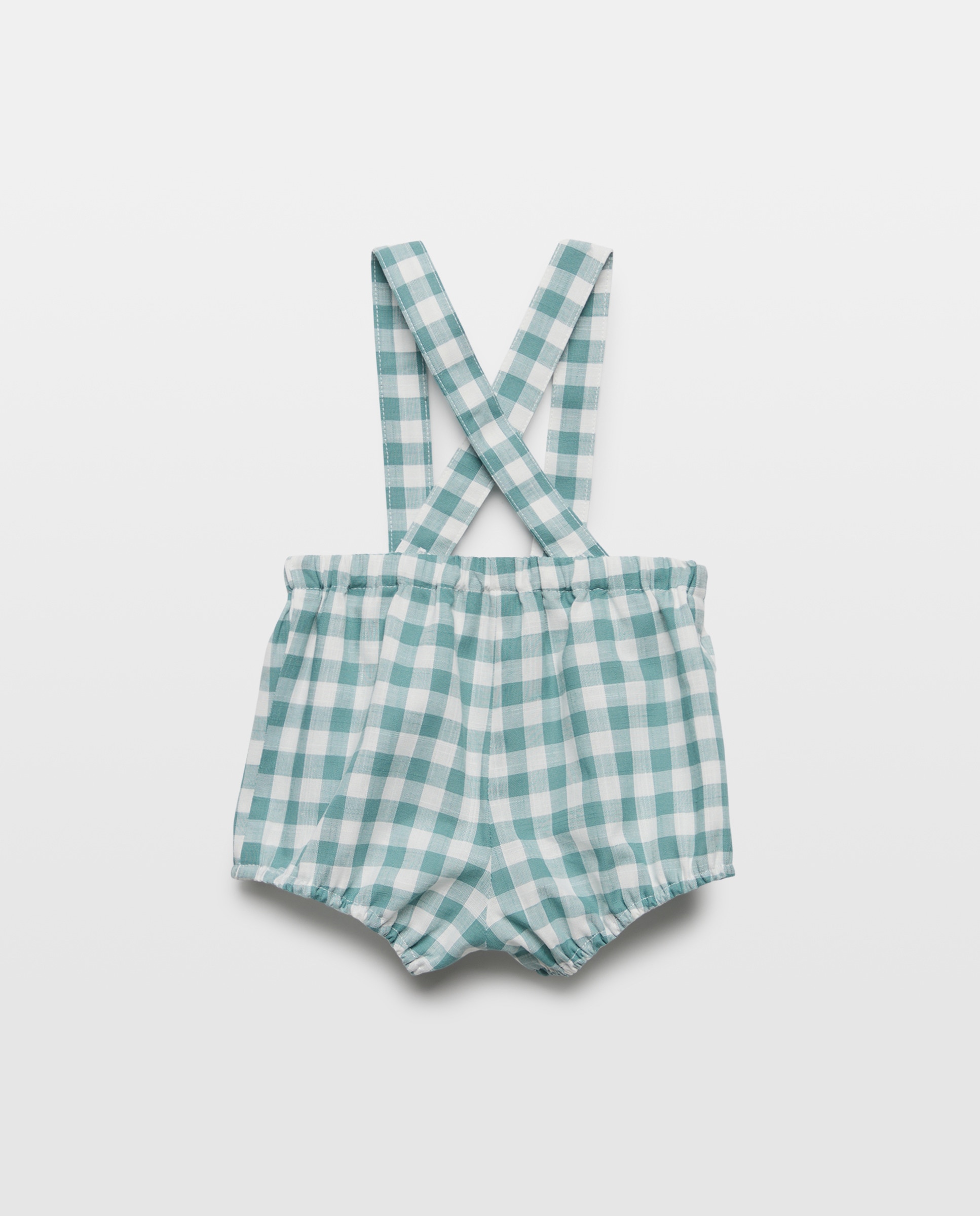 Bombachas Vichy de Bebé com Alças Verde-2