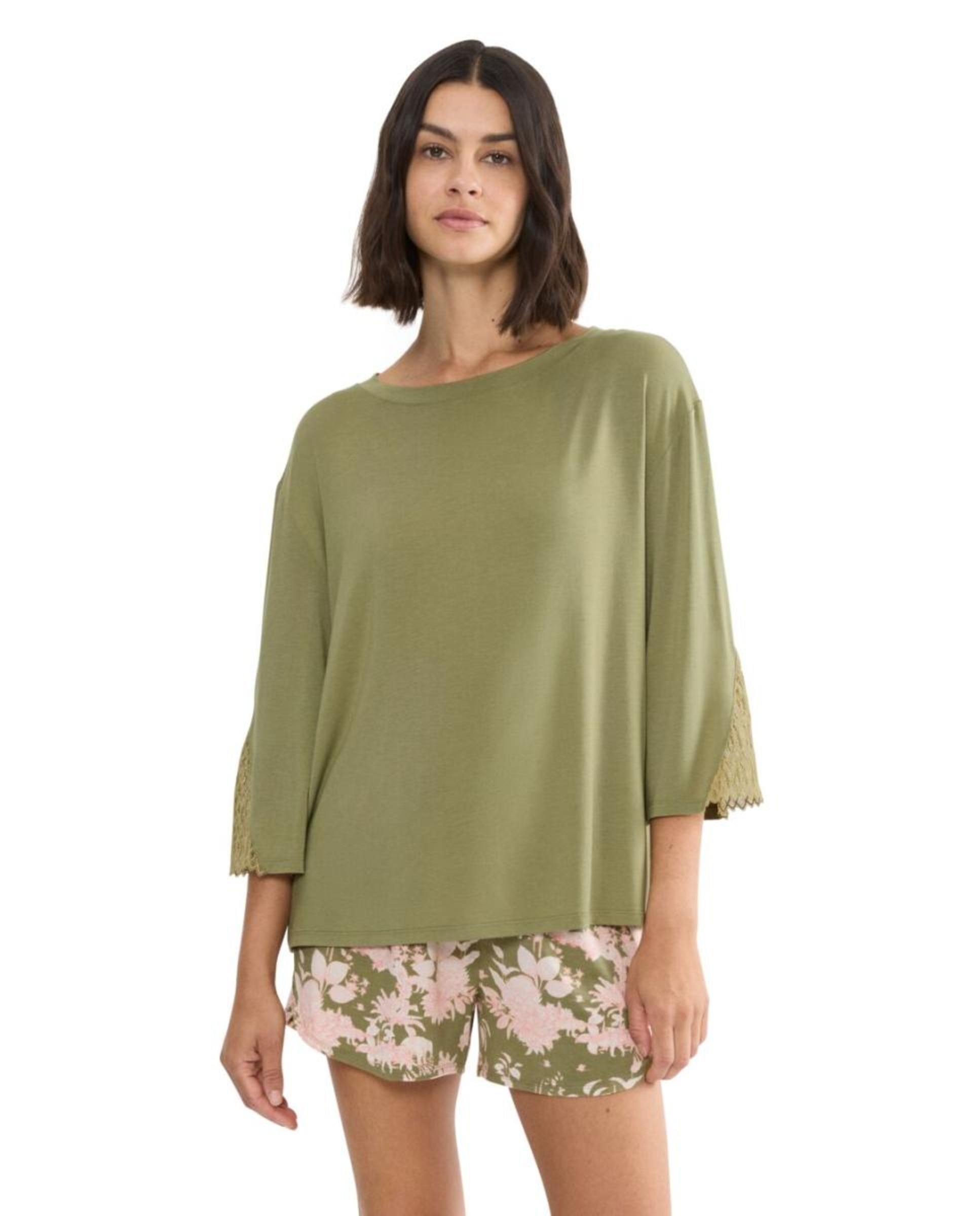 Camisola de Pijama em Tencel Verde-1