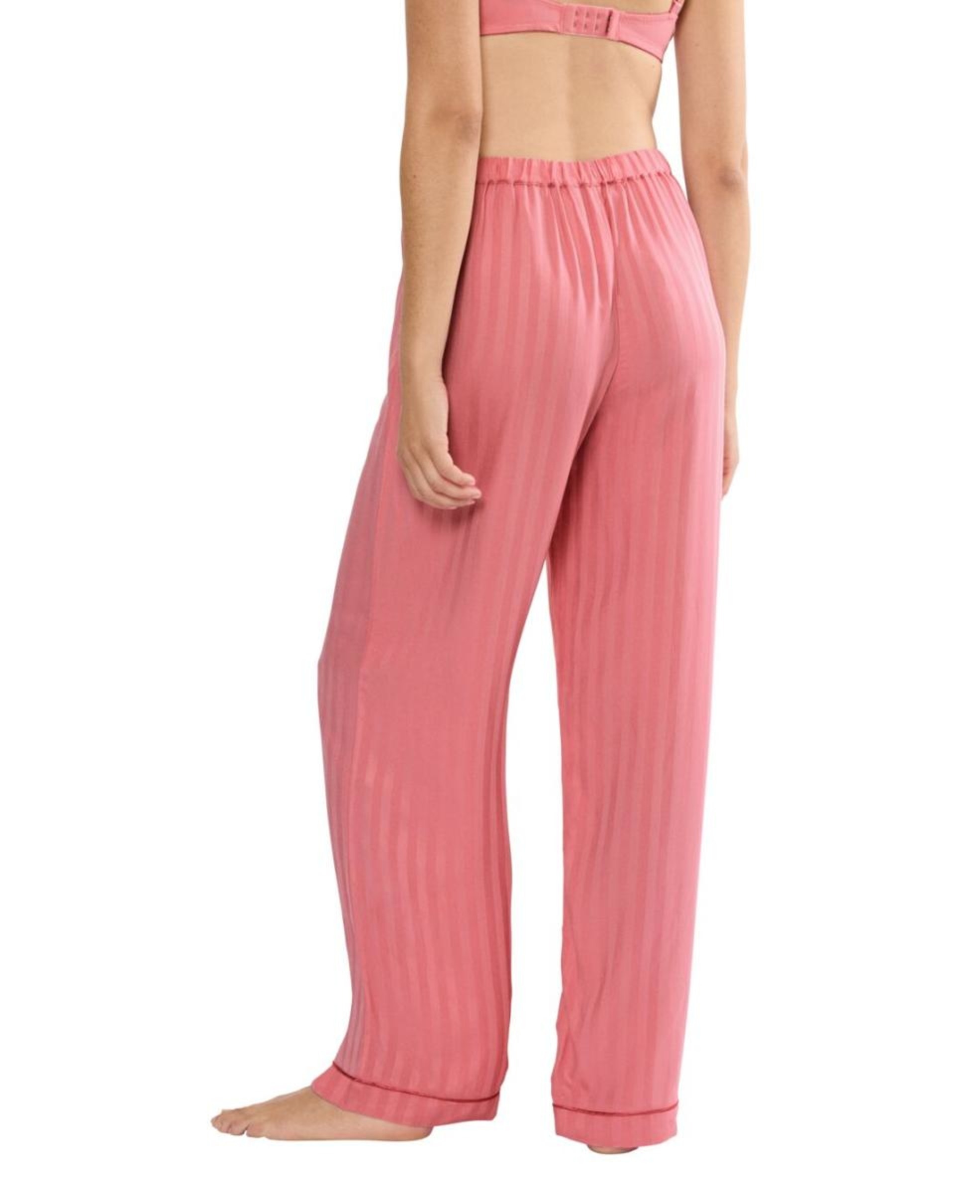 Calças de Pijama em Tecido Jacquard Rosa-2