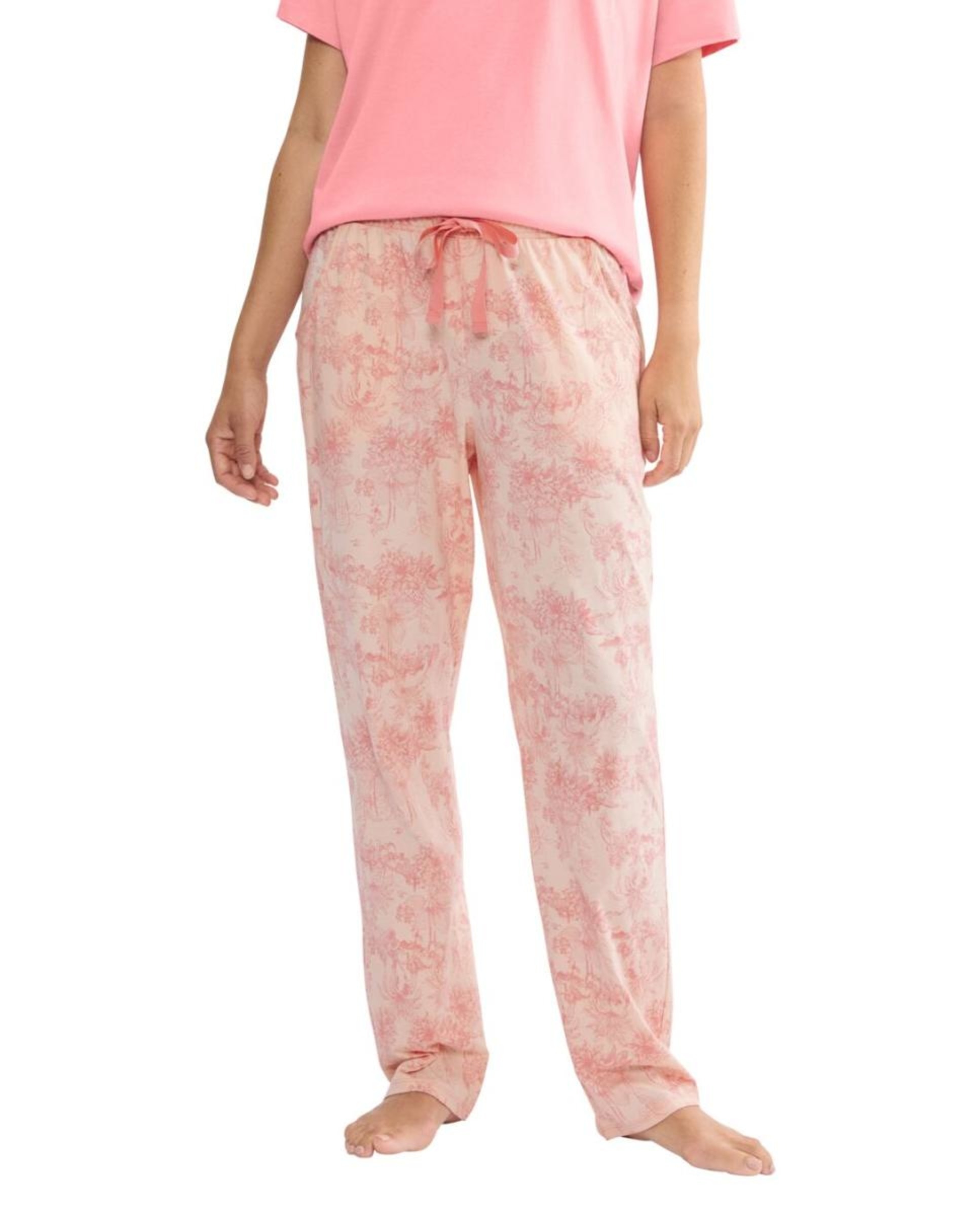 Calças de Malha 100% Algodão com Bolsos Rosa-claro-1