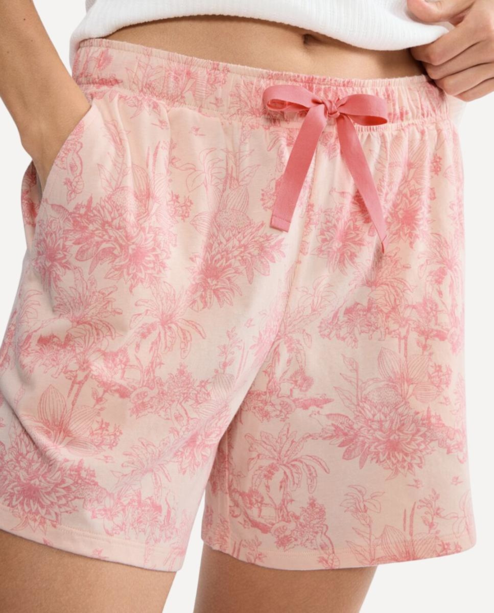 Calções de Malha 100% Algodão com Bolsos Rosa-claro-3