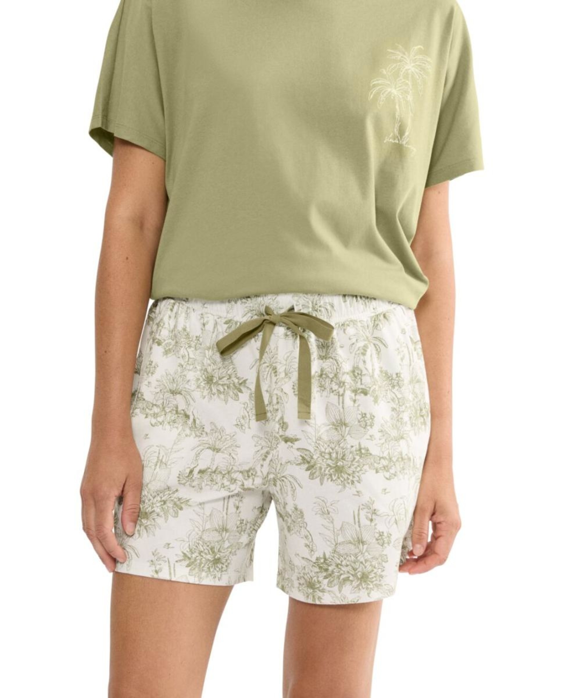 Calções de Malha 100% Algodão com Bolsos Verde-claro-1